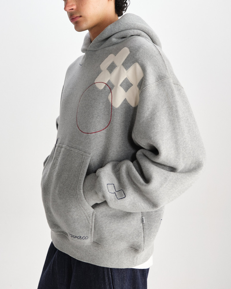 Rydal - Grey Doodle Embroidered Loopback Cotton Hoodie 3