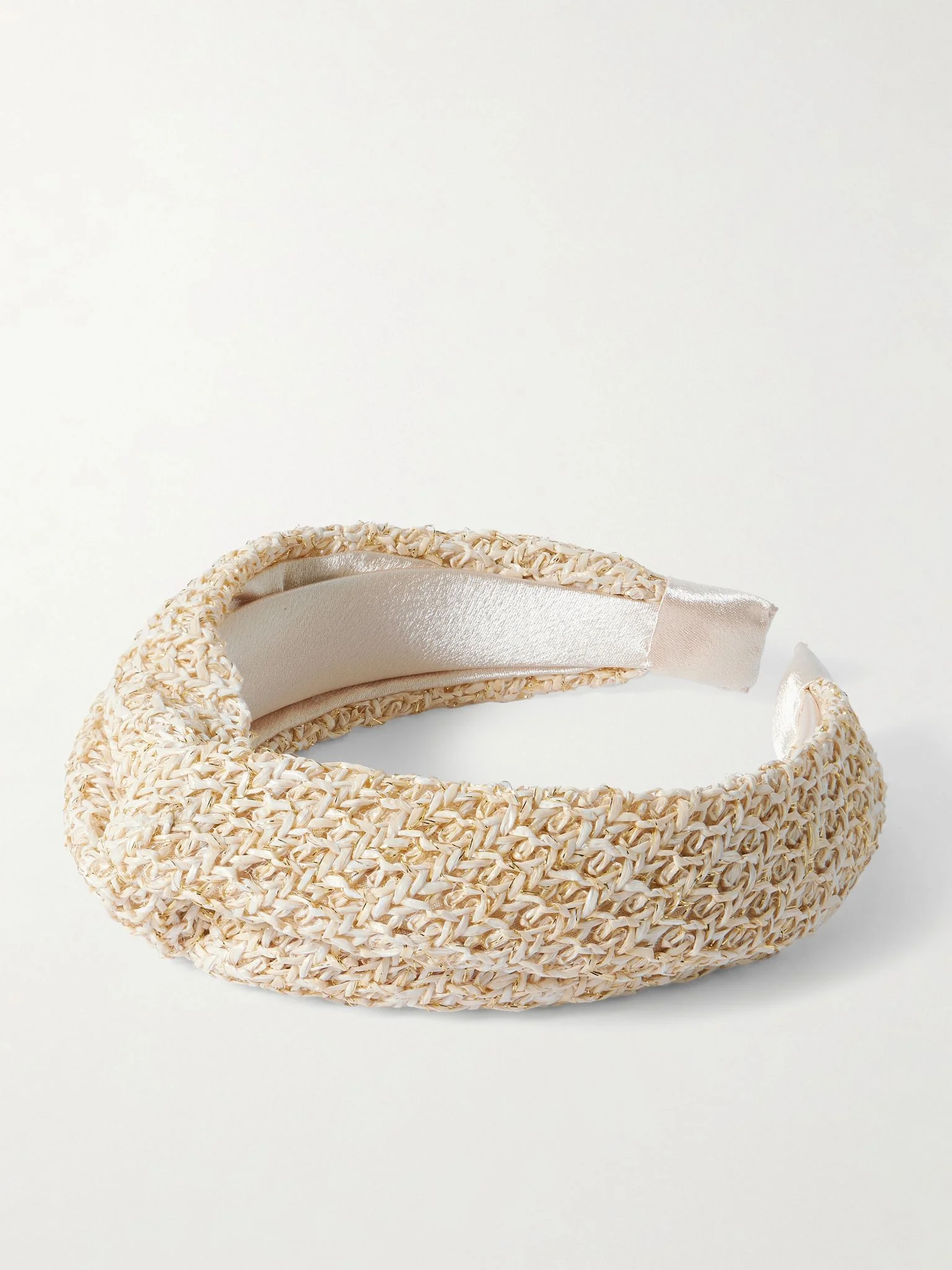 Trish knotted metallic woven headband Cream - 1