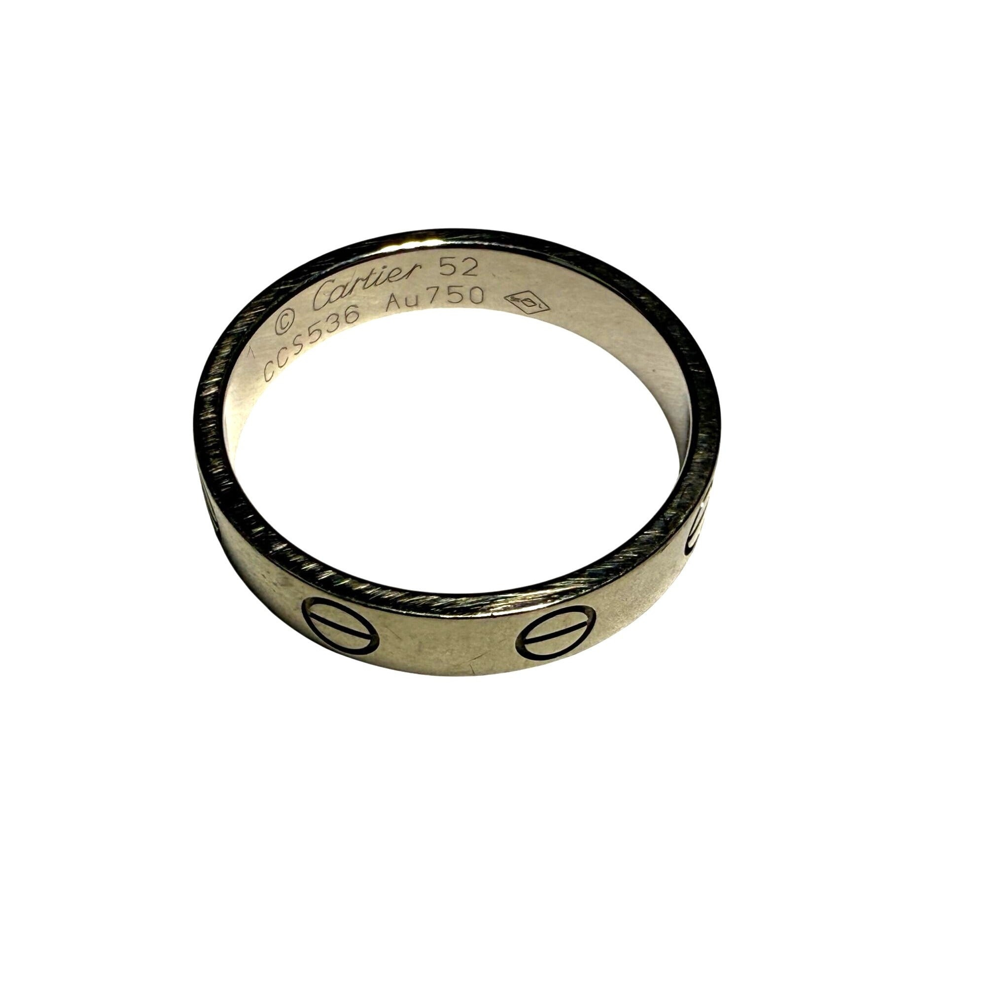 Cartier 18 K White Gold Love Small Model Wedding Band Ring Size 6 USA - 17