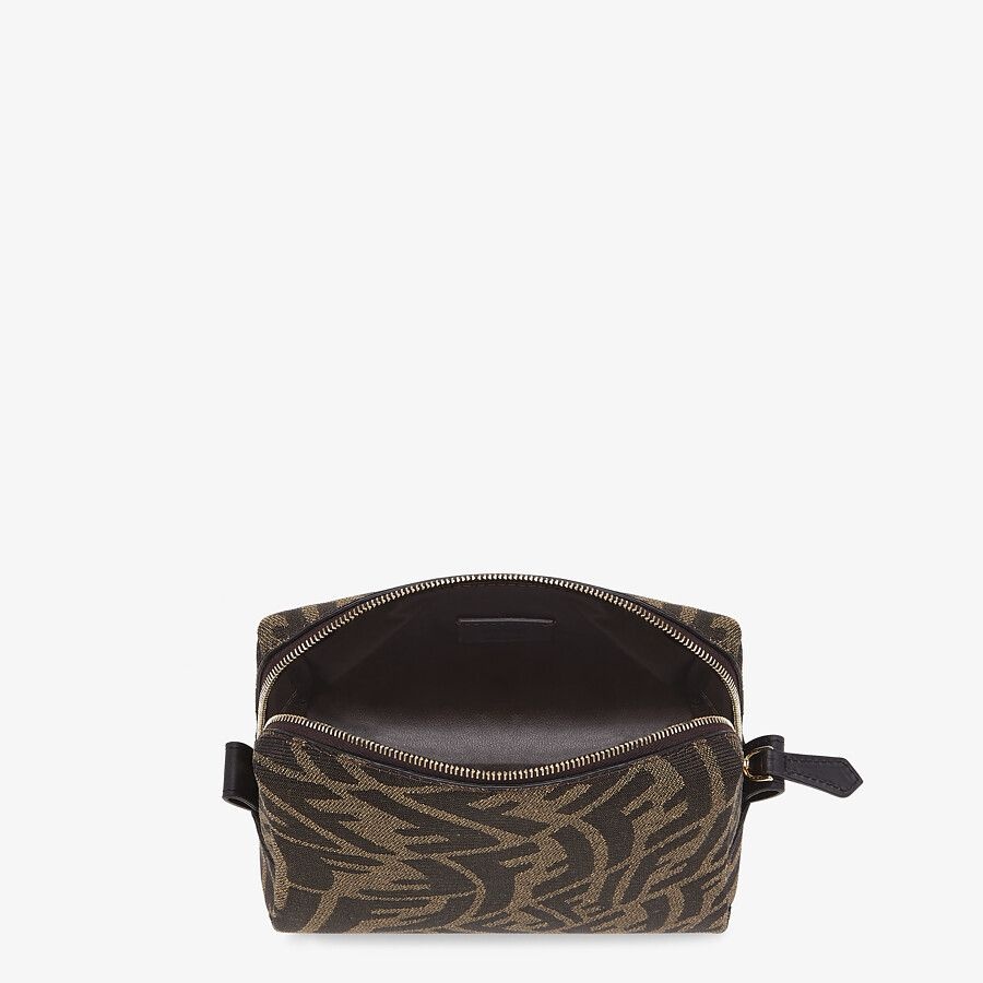 Brown fabric toiletry case - 3