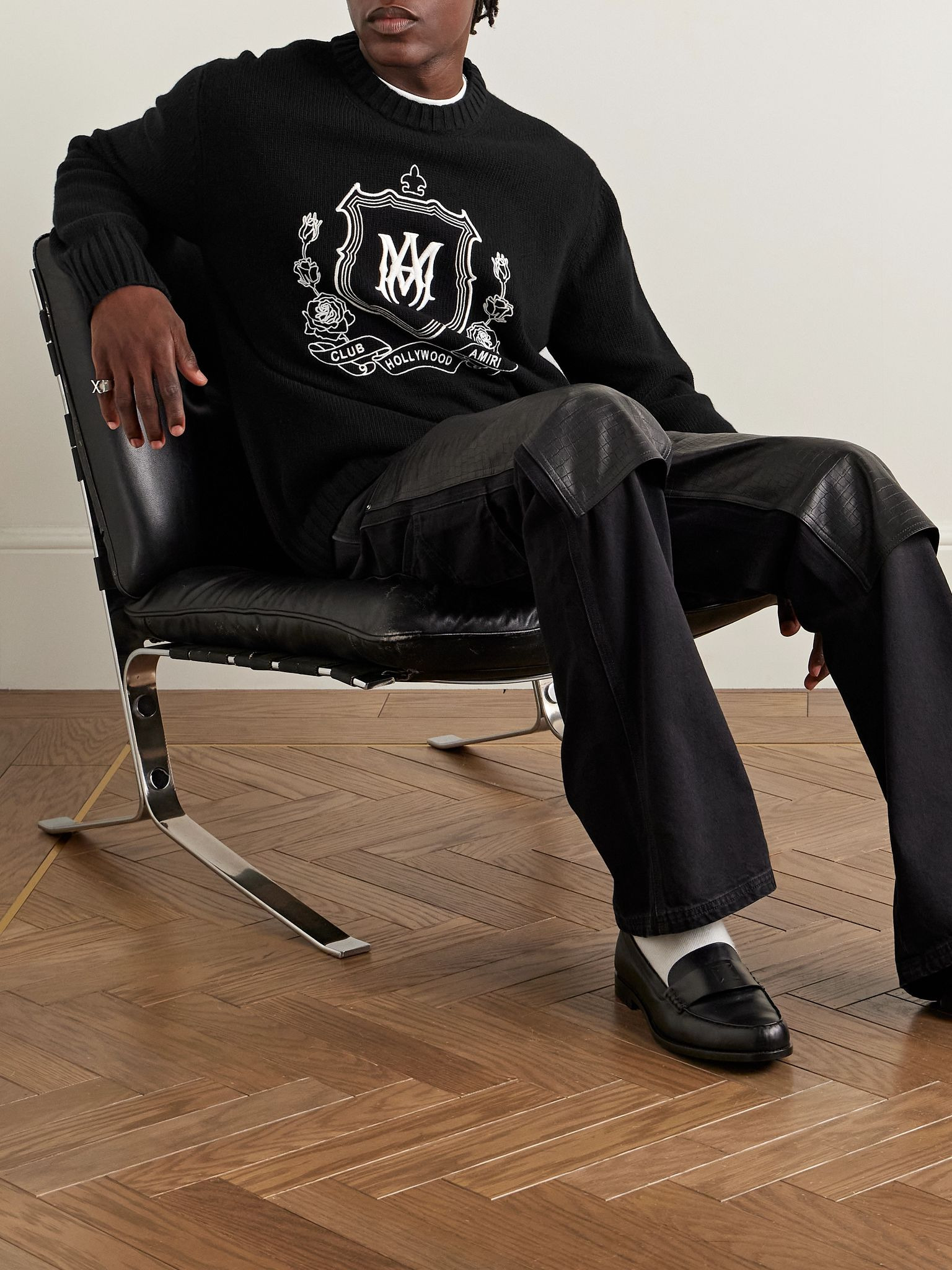 Logo-Embroidered Wool Sweater Black - 2