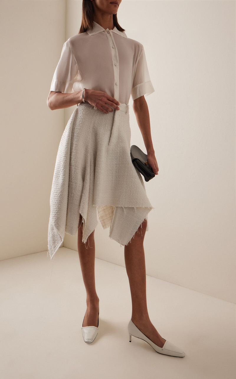 NICCOLÒ PASQUALETTI Nave Metallic Bouclé Tweed Midi Skirt white outlook