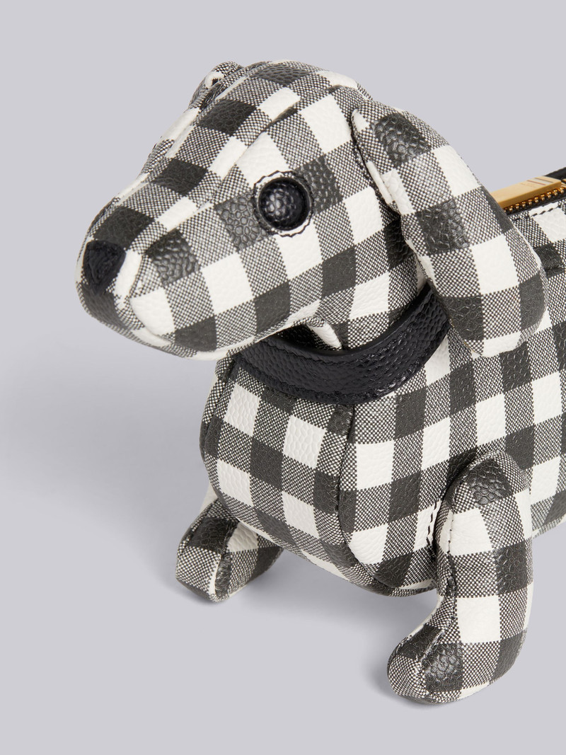Thom Browne Black and White Gingham Printed Pebble Grain Leather Hector Limousine Handbag outlook