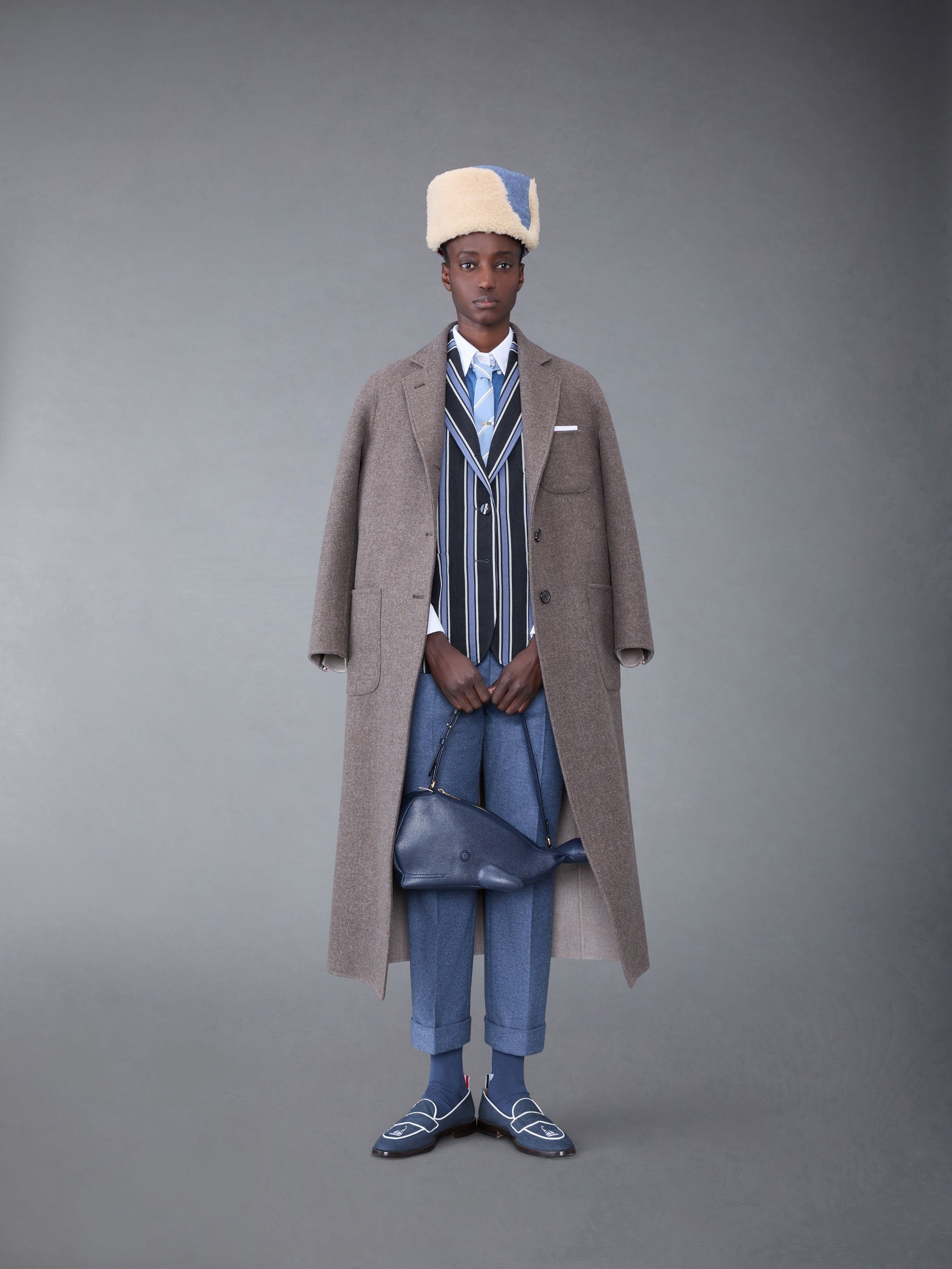 Double Face Melton Whale Elbow Patch Elongated Sack Overcoat - 3