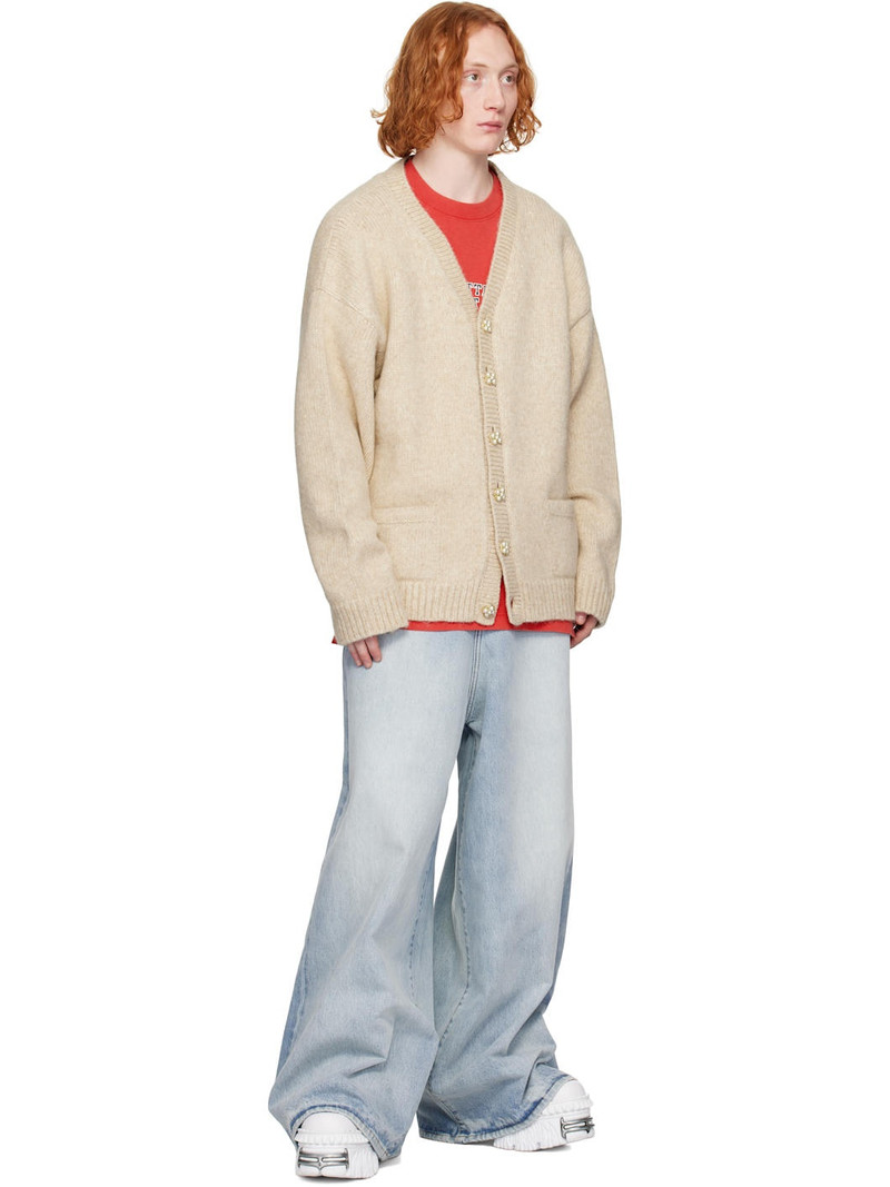 VETEMENTS Beige Classic Pearl Button Cardigan outlook