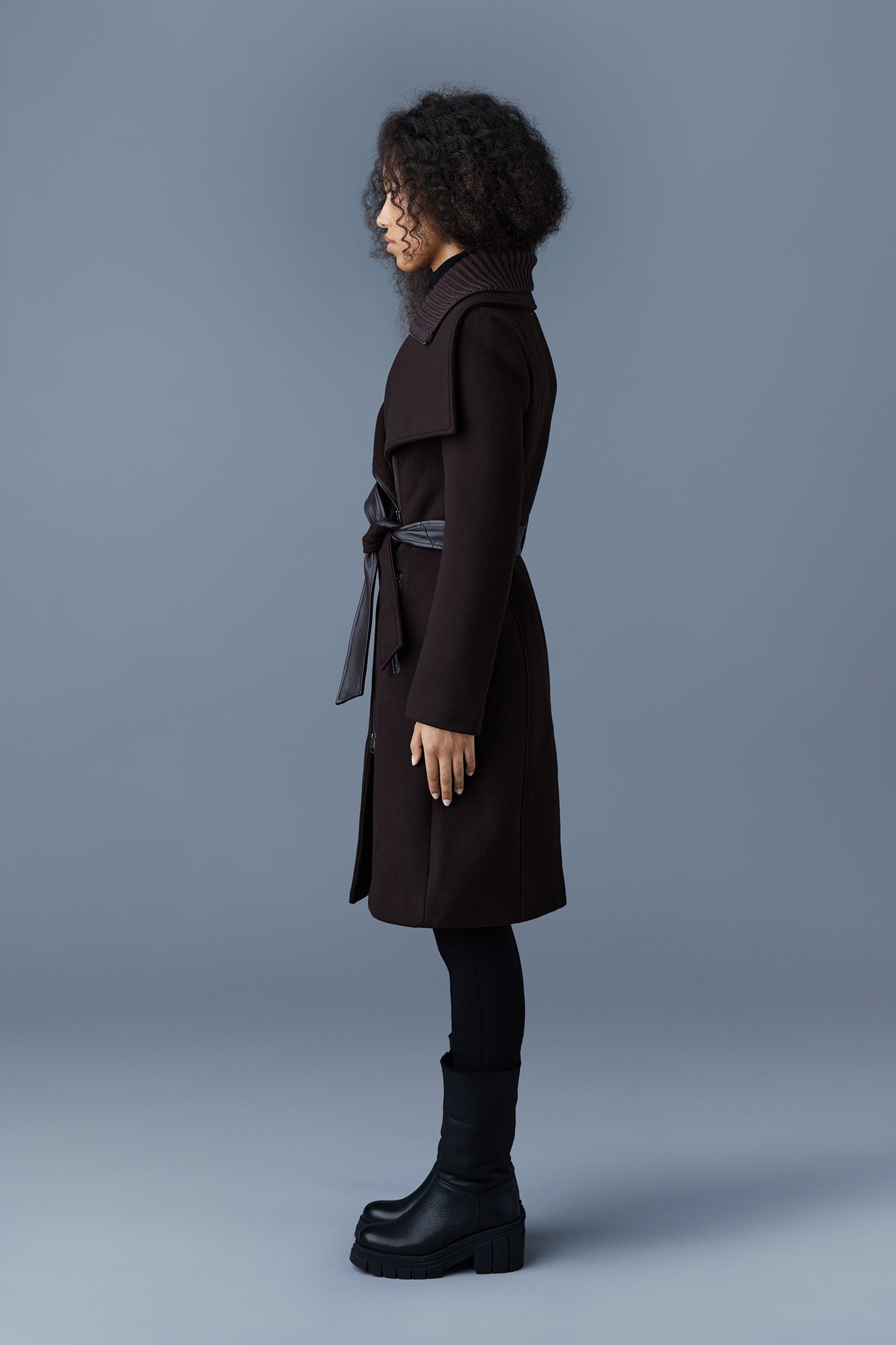 NORI 2-in-1 double face wool coat with sash - 3