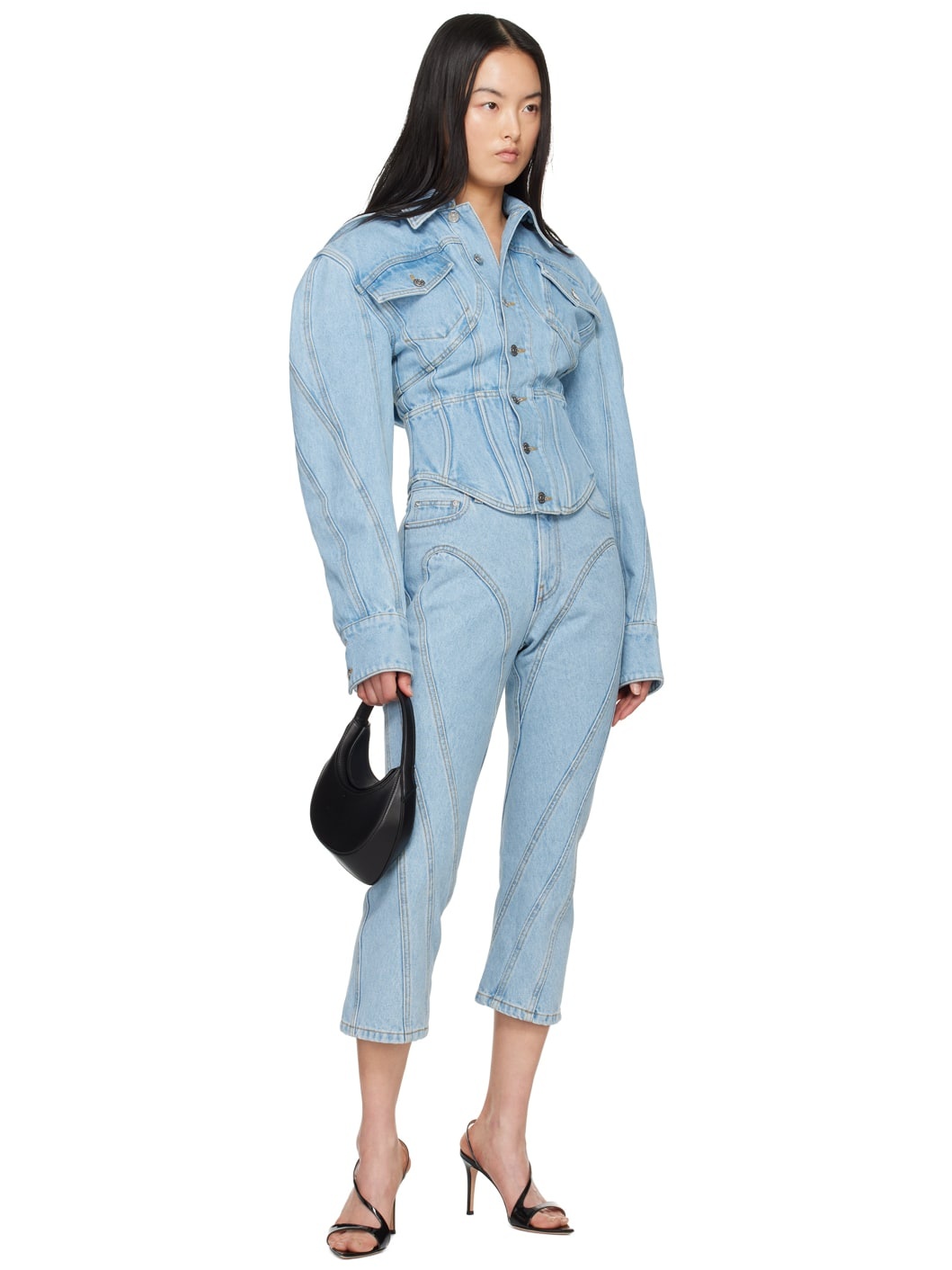 Blue Corseted Denim Jacket - 4