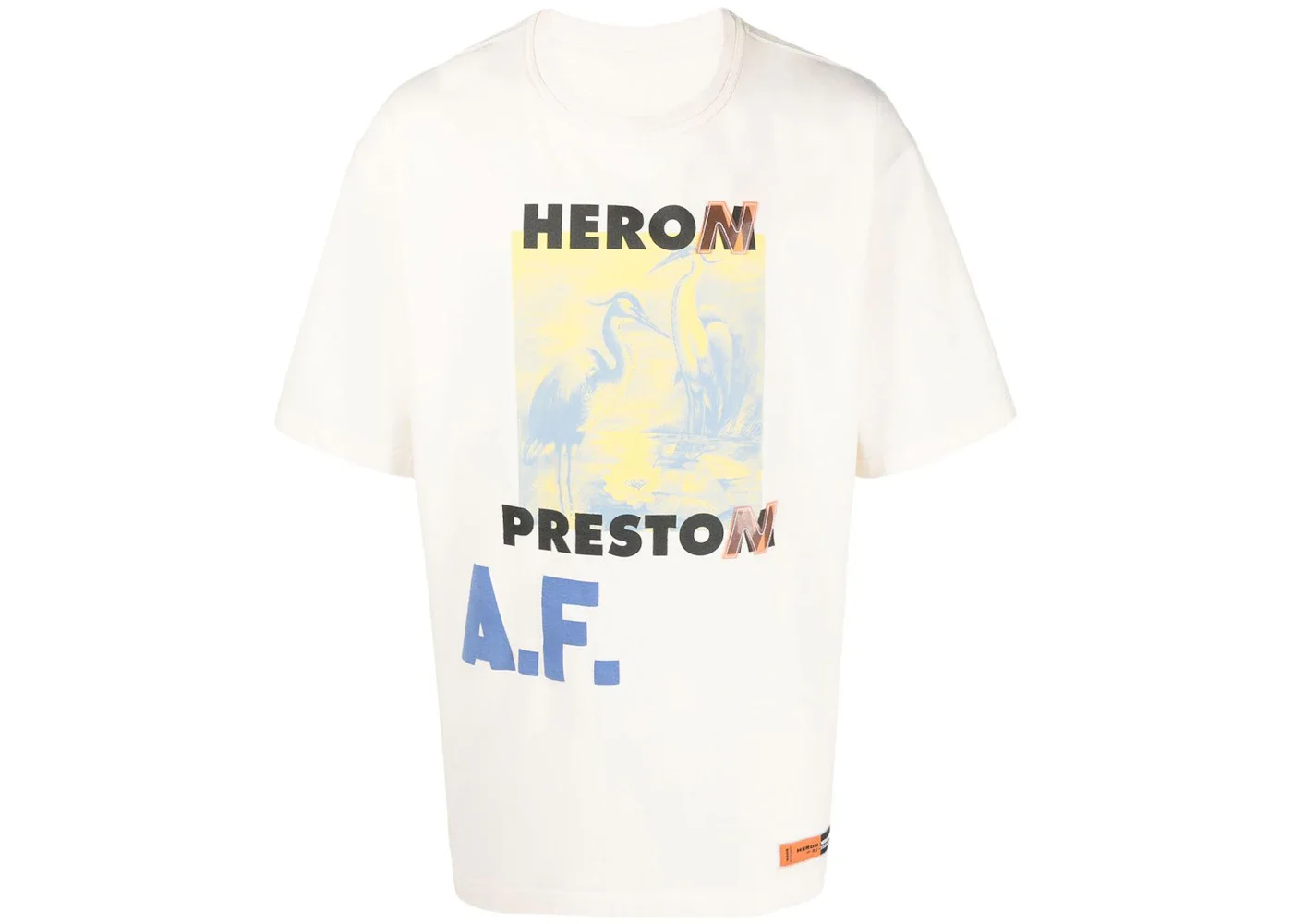 Heron Preston A.F. Authorised Oversized T-Shirt White/Lemon Yellow - 1