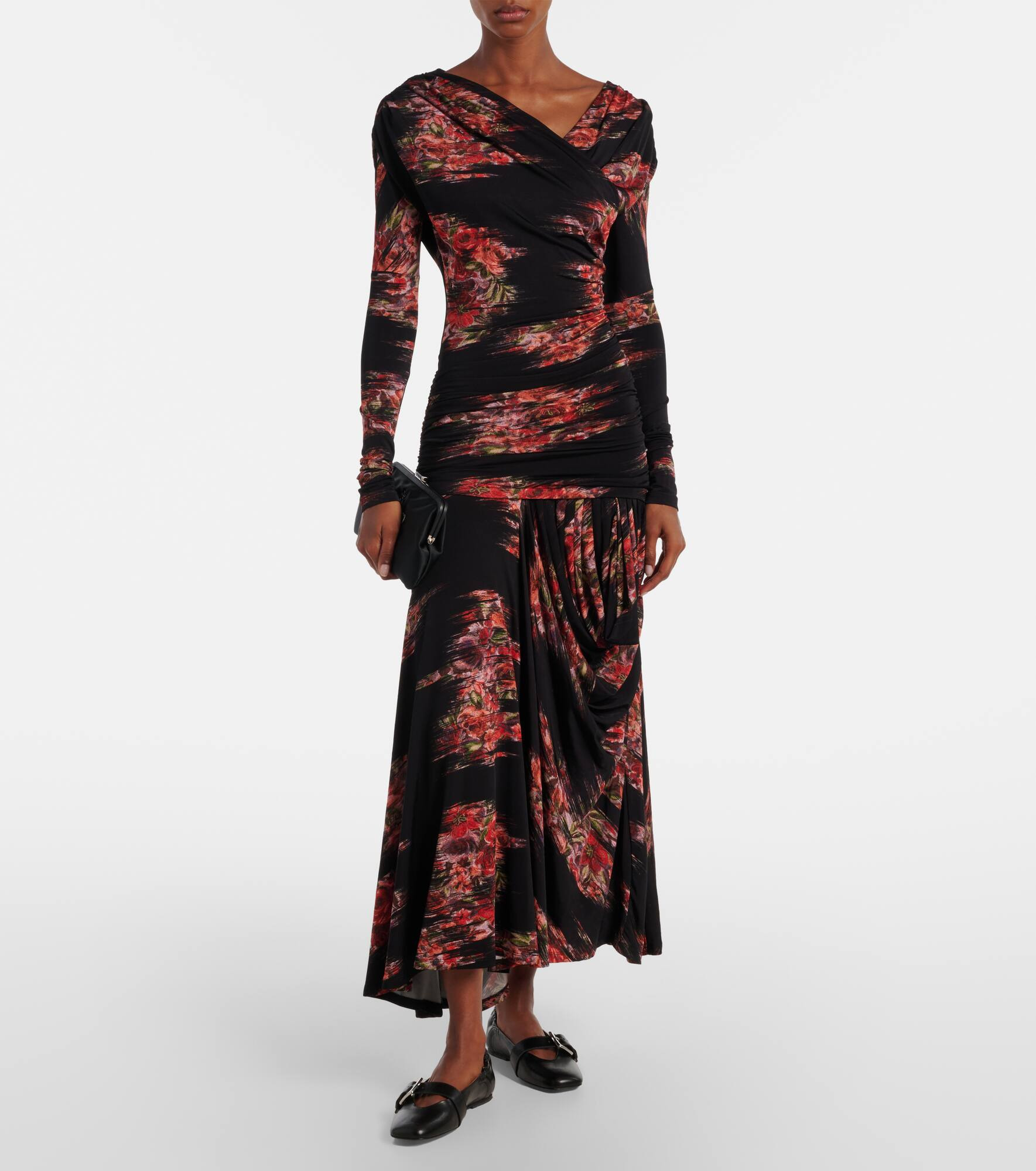 Floral ruched jersey maxi dress - 2
