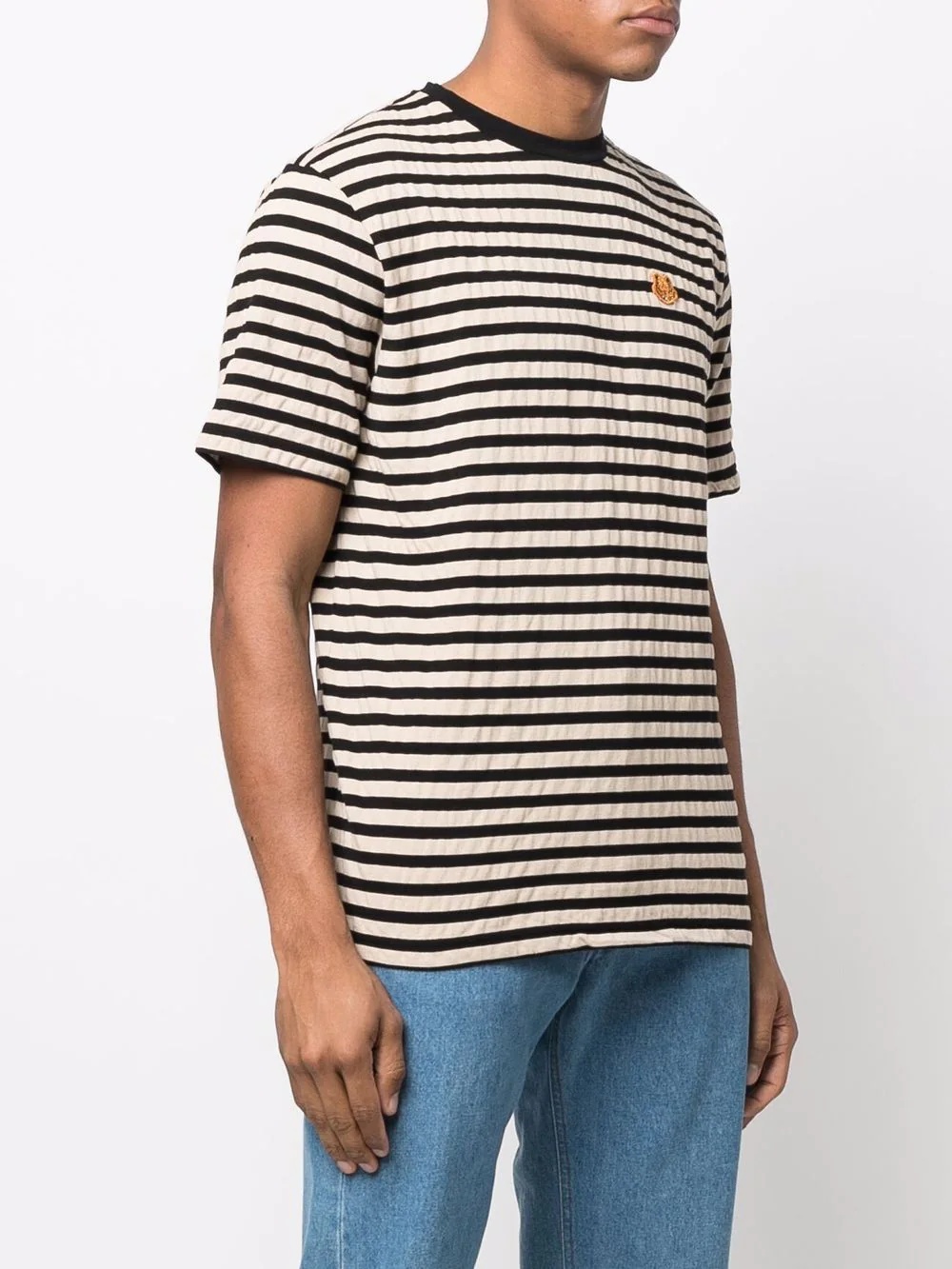 logo-patch striped cotton T-shirt - 3