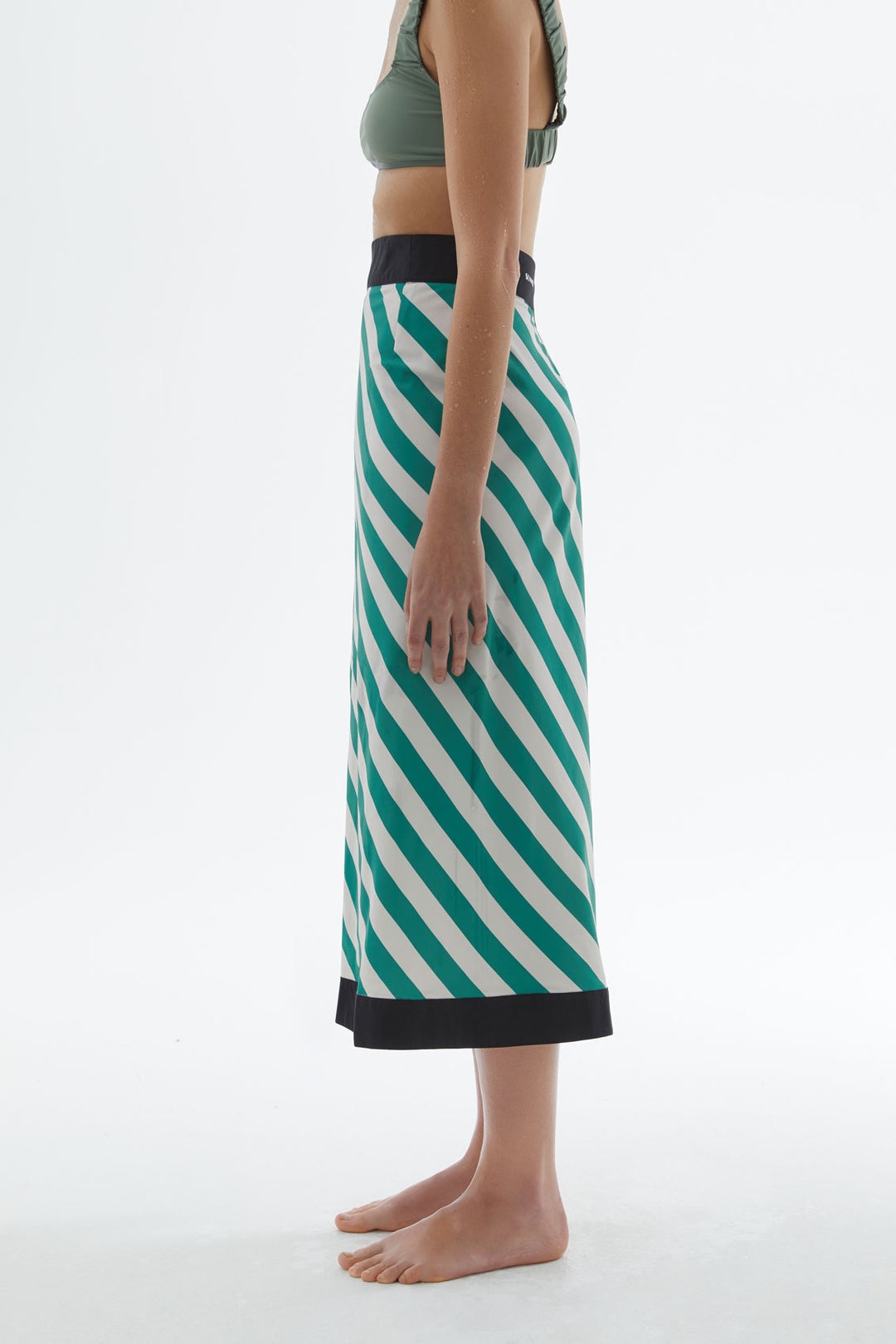 GREEN STRIPED SUN SKIRT - 3