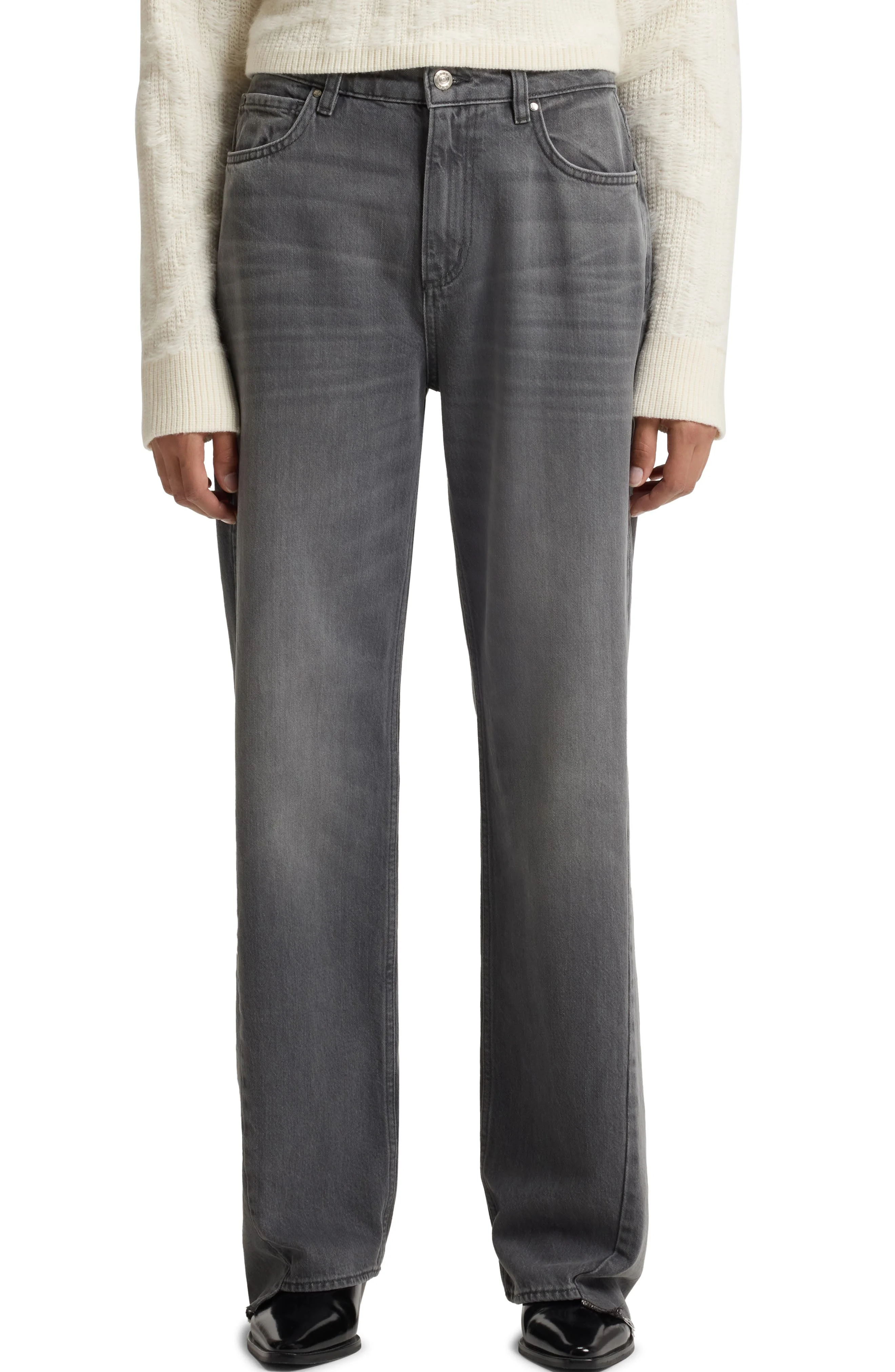 BOSS Crossroad Boyfriend Jeans in Med Gy at Nordstrom - 1