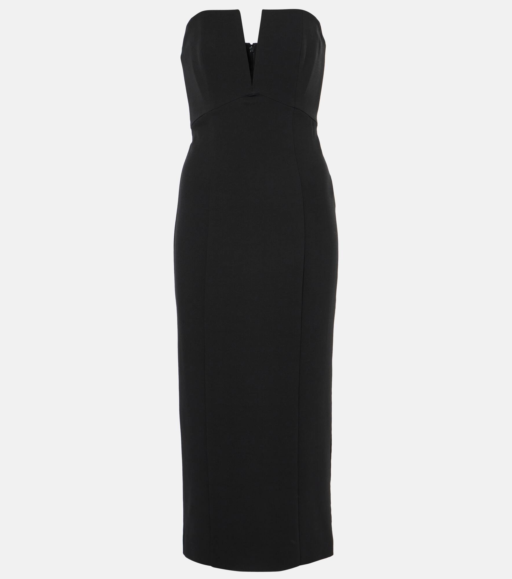 Strapless silk-blend midi dress - 1