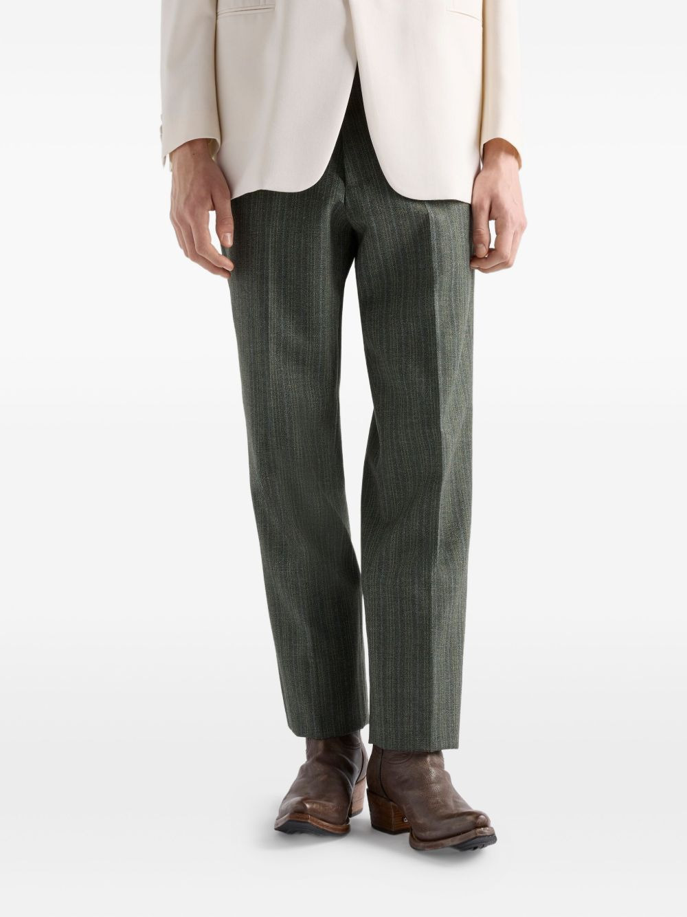 pinstripe wool trousers - 4