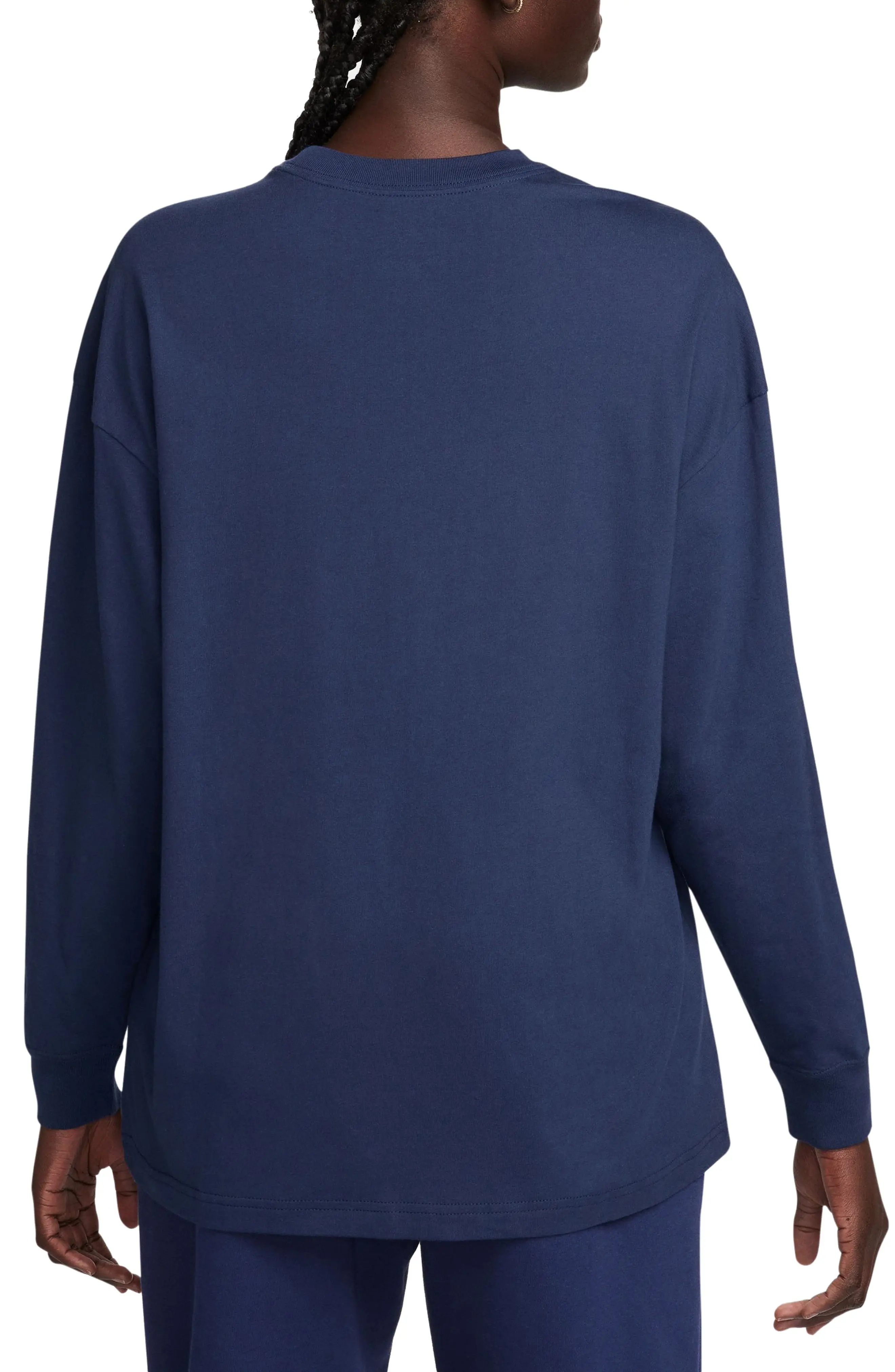 Micro Logo Oversize Long Sleeve T-Shirt in Midnight Navy/Midnight Navy - 2