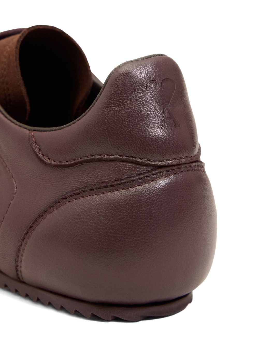 perforated leather lace-up sneakers - 4
