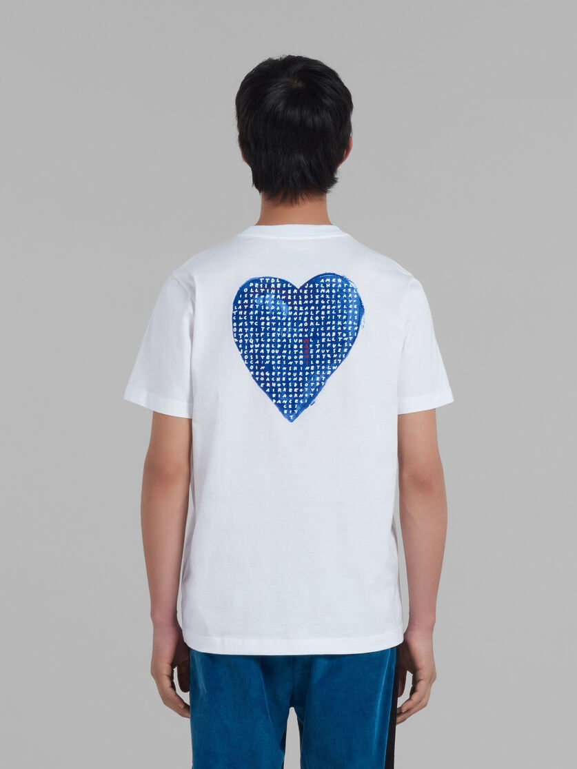 WHITE BIO COTTON T-SHIRT WITH WORDSEARCH PRINT - 3