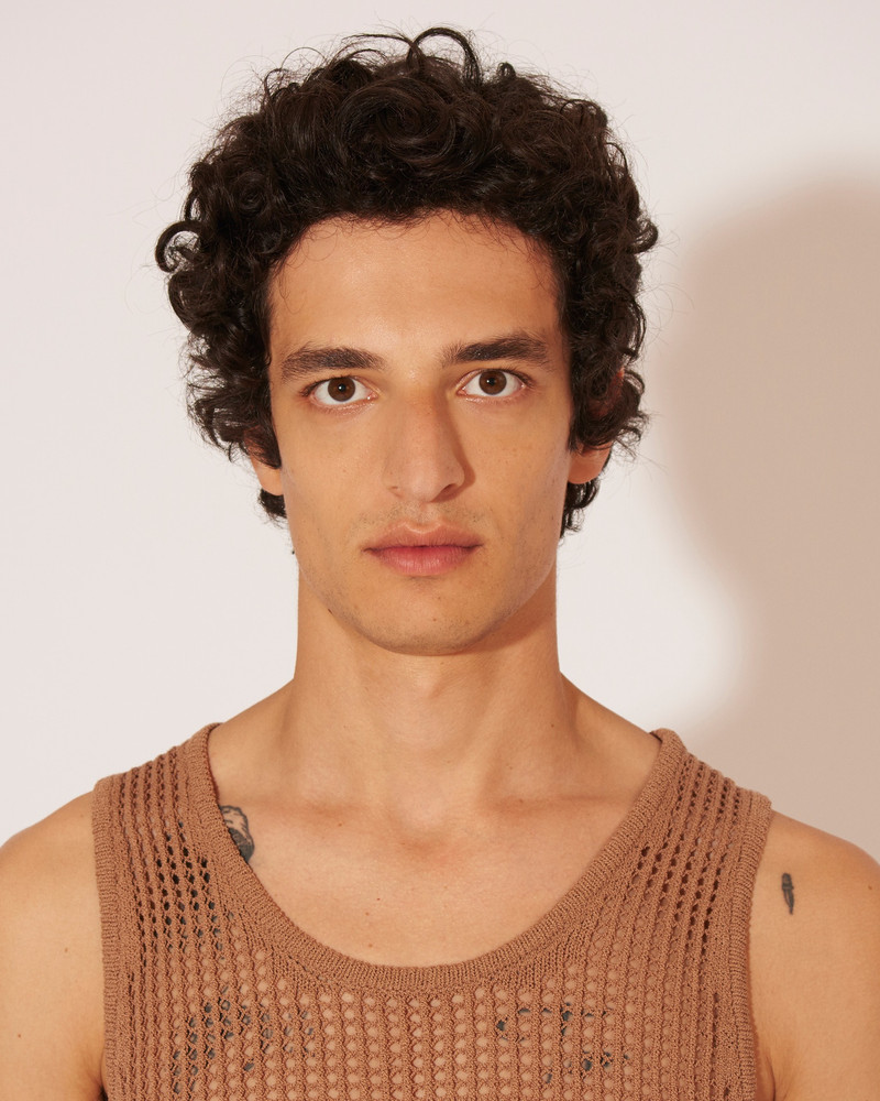 ZEV - Cotton-crochet textured vest top - Brown 5