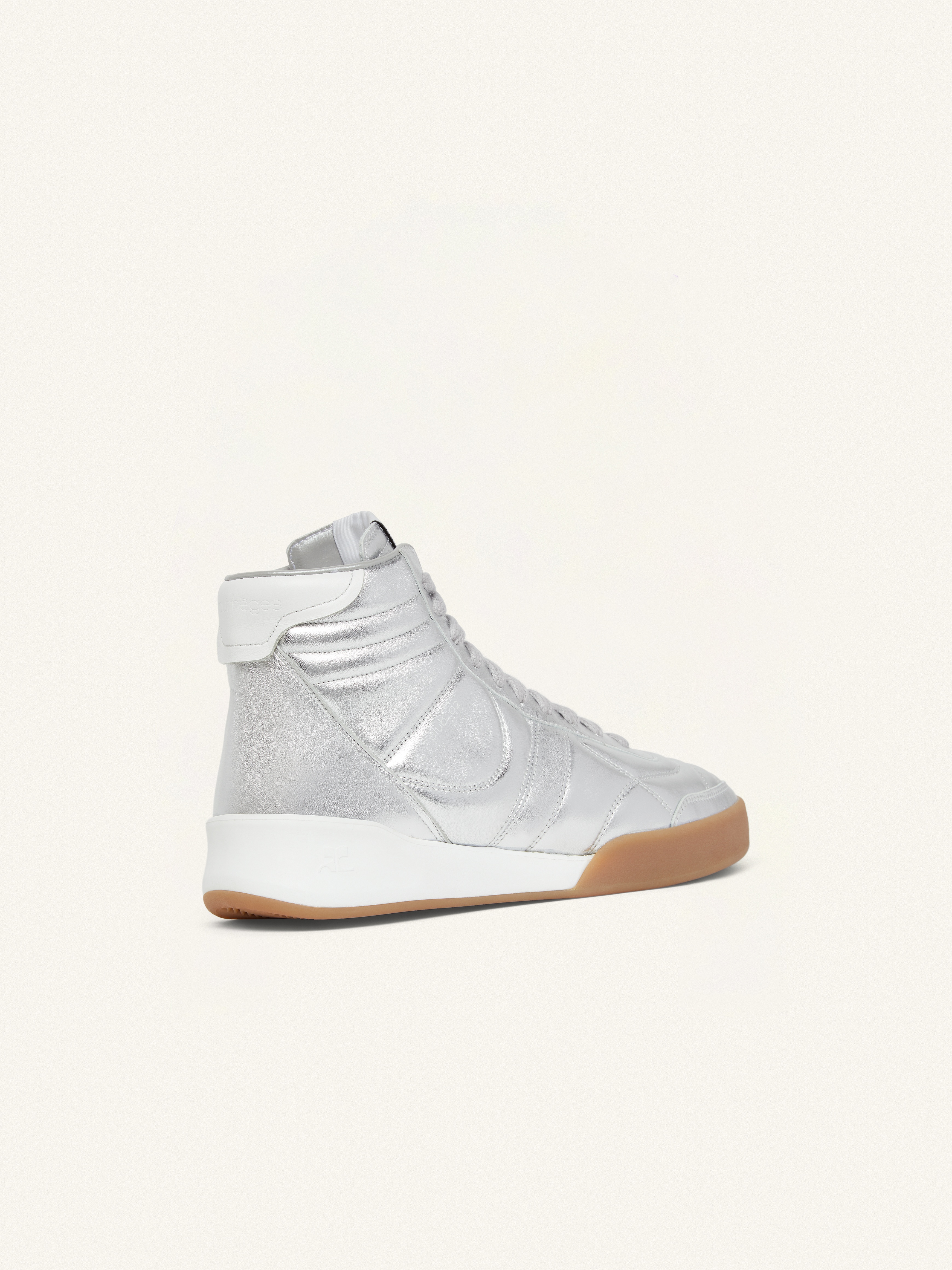 CLUB02 MID SILVER LEATHER SNEAKERS - 3