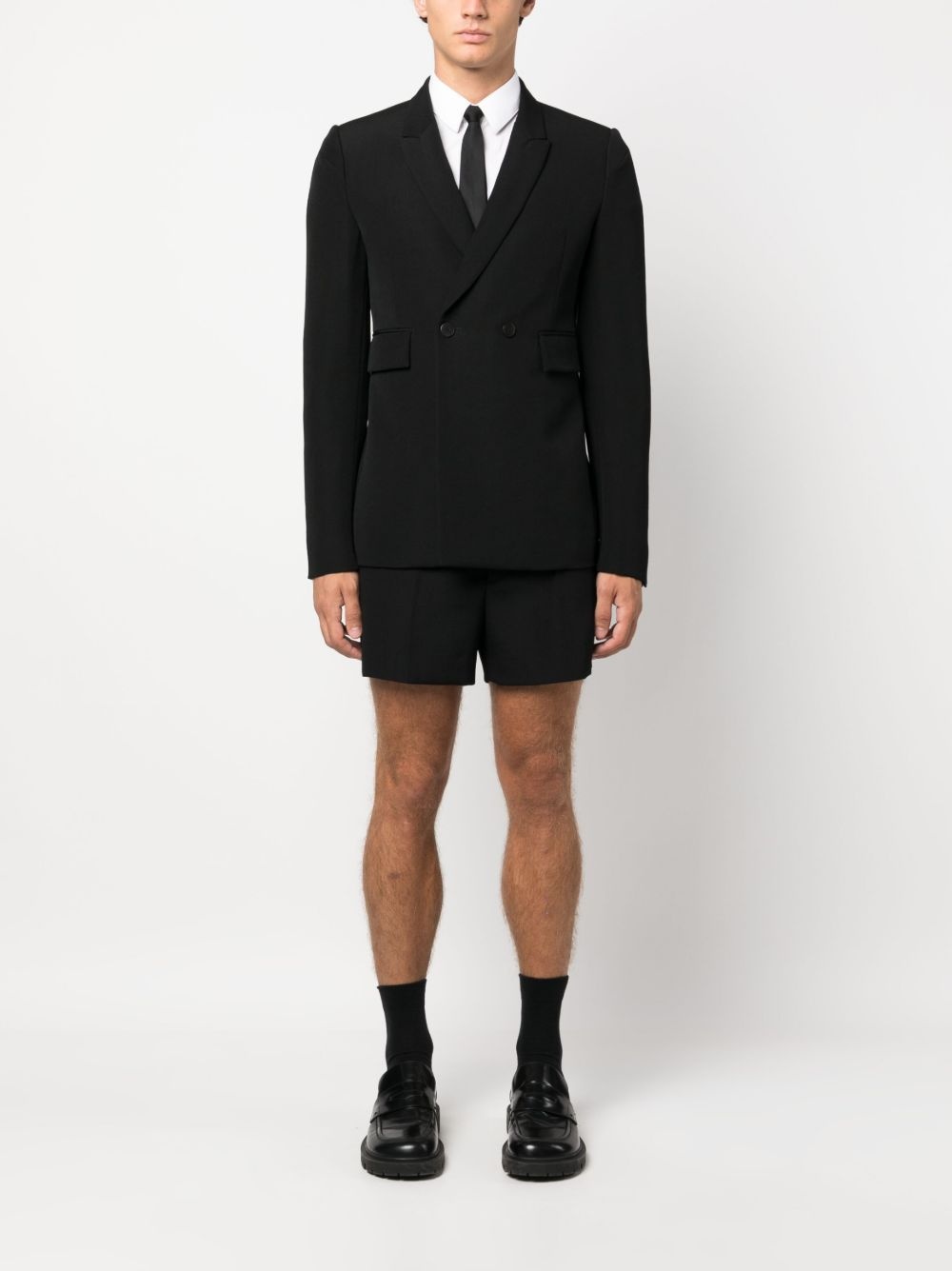 double-breasted wool-cotton blazer - 2