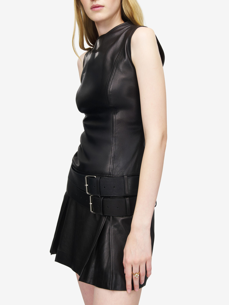 Leather Double Belt Mini Dress 6
