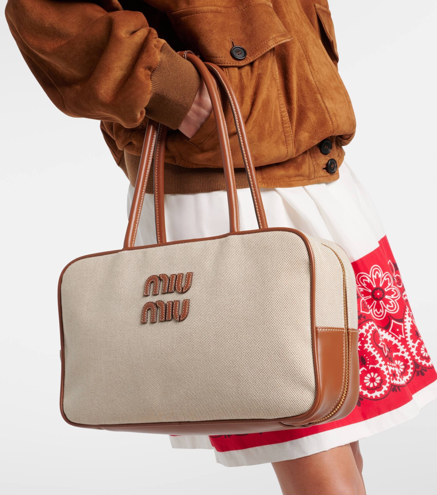 Beau leather-trimmed canvas tote bag - 6