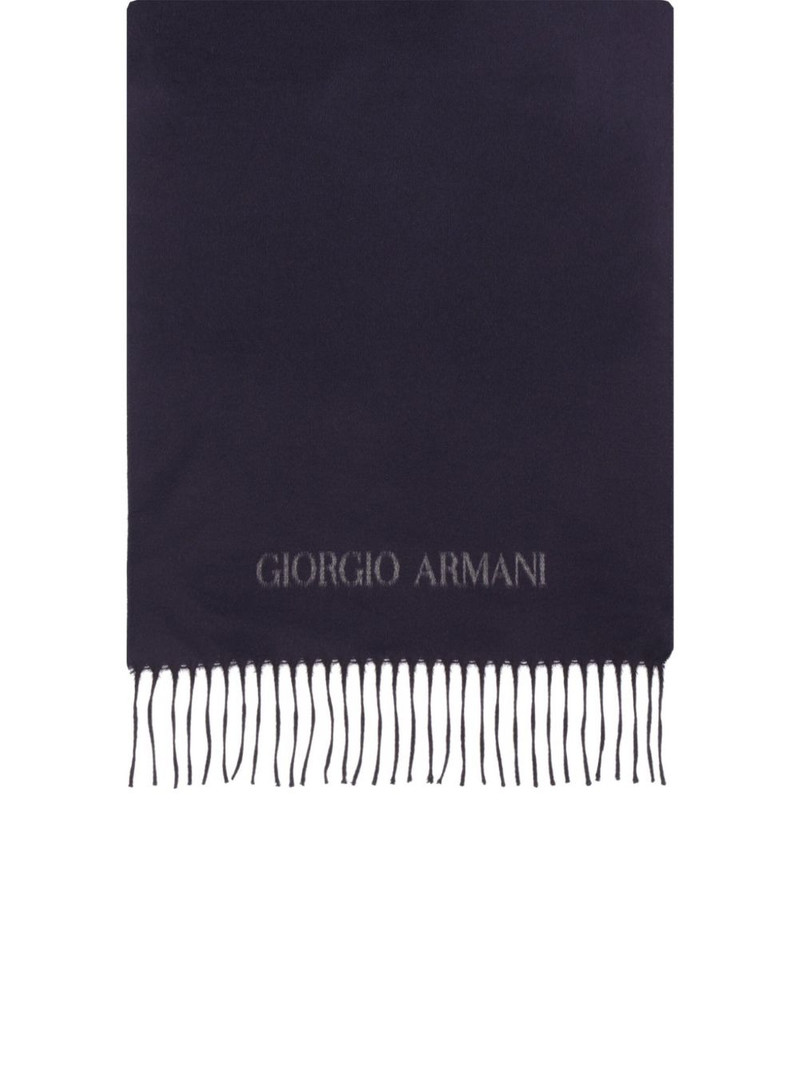 GIORGIO ARMANI logo-detail fringed scarf outlook