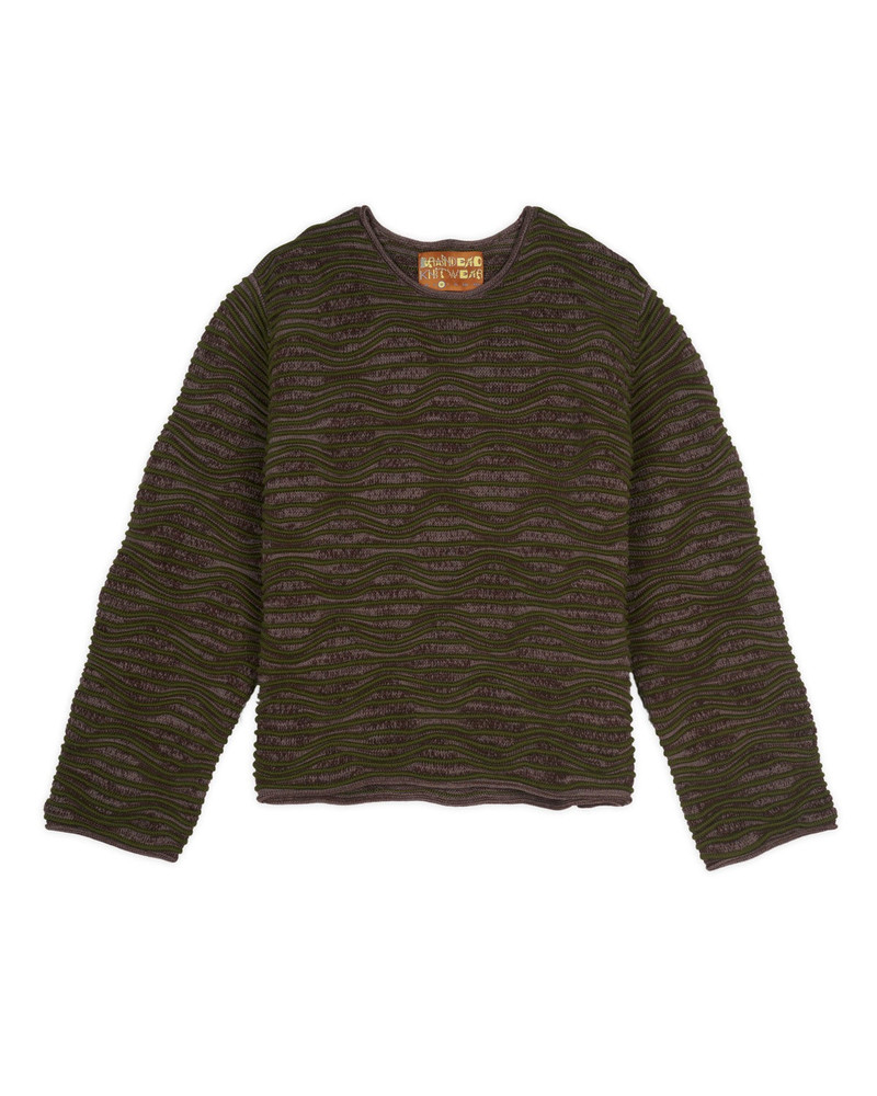 3D Wave Cropped Sweater - Forest Green 1