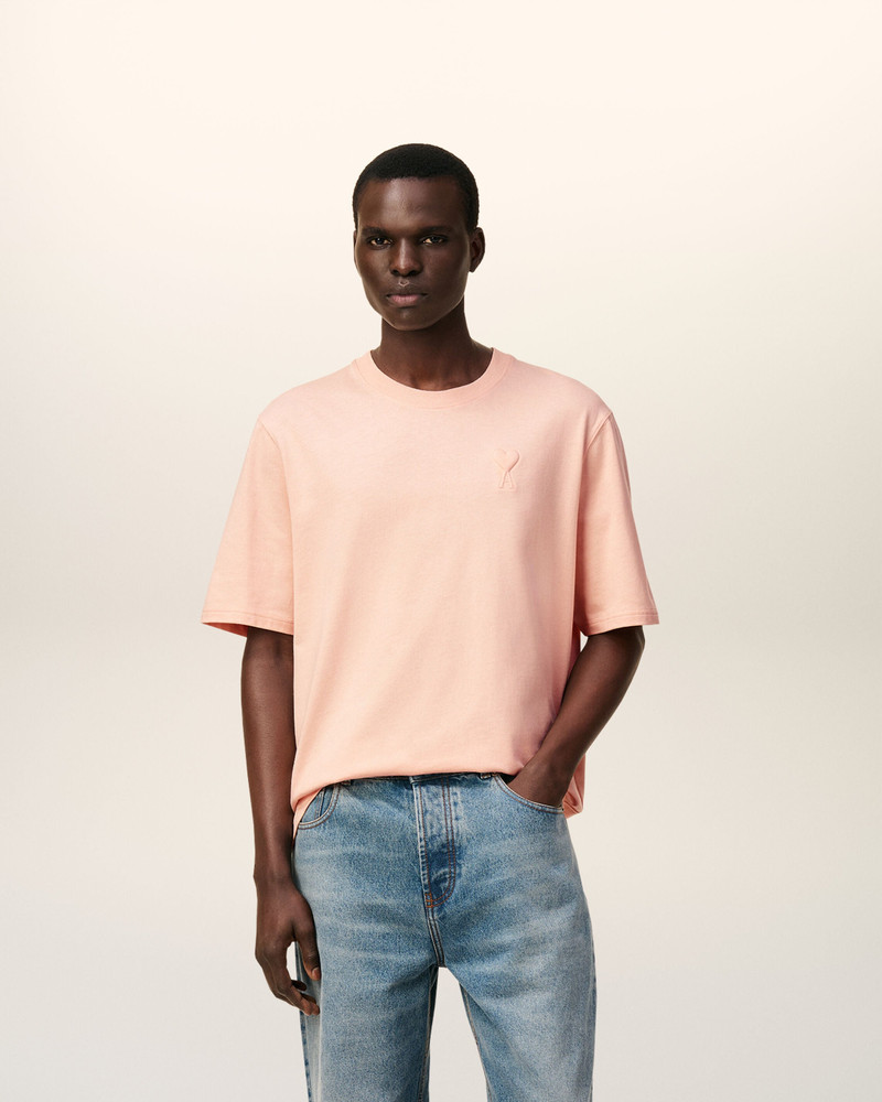 AMI Paris PINK COTTON AMI DE COEUR COSY FIT T-SHIRT outlook