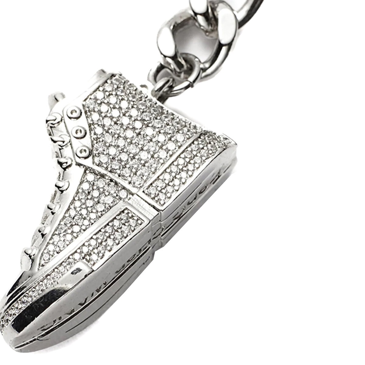 Silver Metal Shoe Necklace in Silver - 4