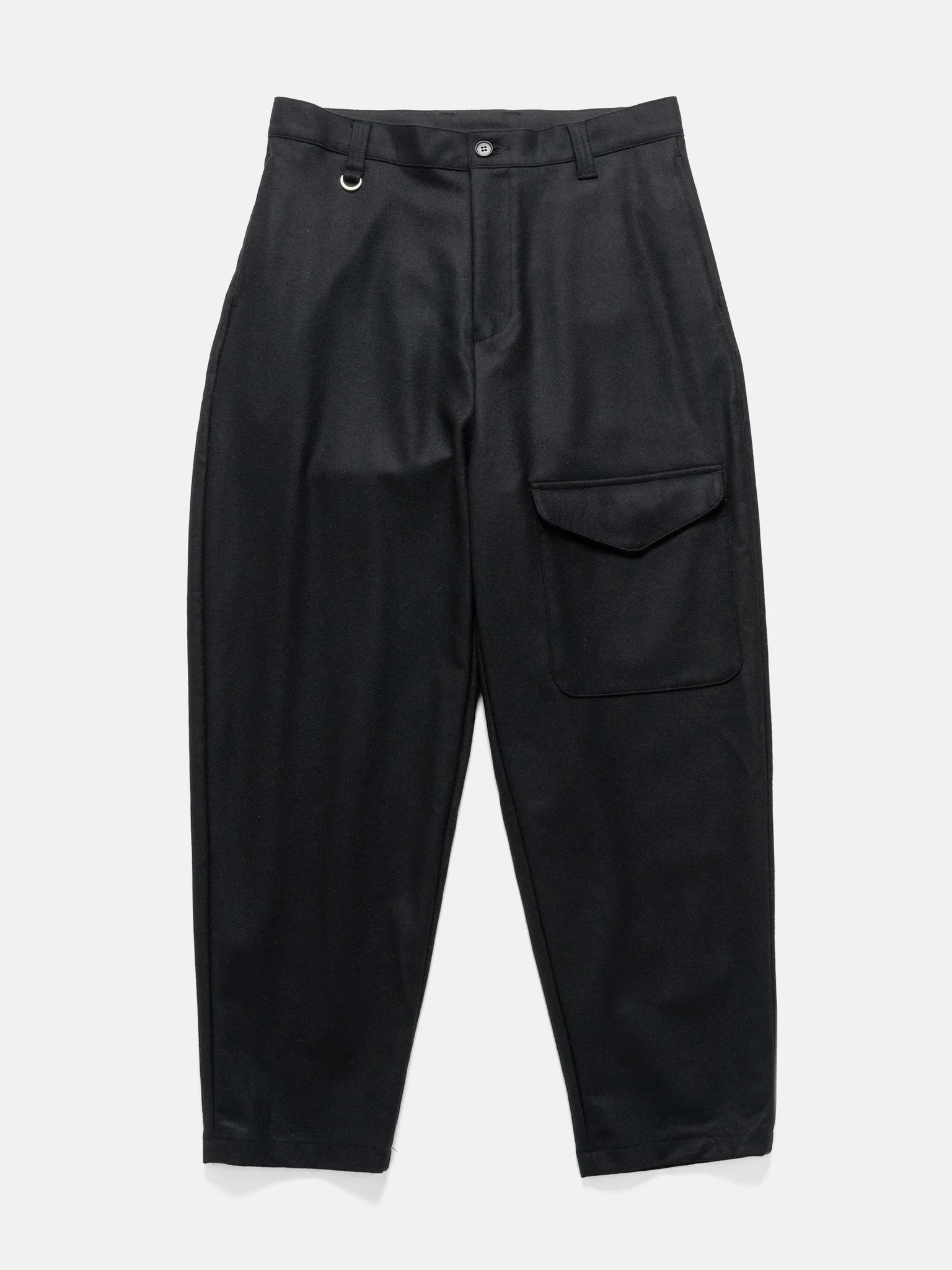 Light Melton Wool Royal Navy Pants Black - 1