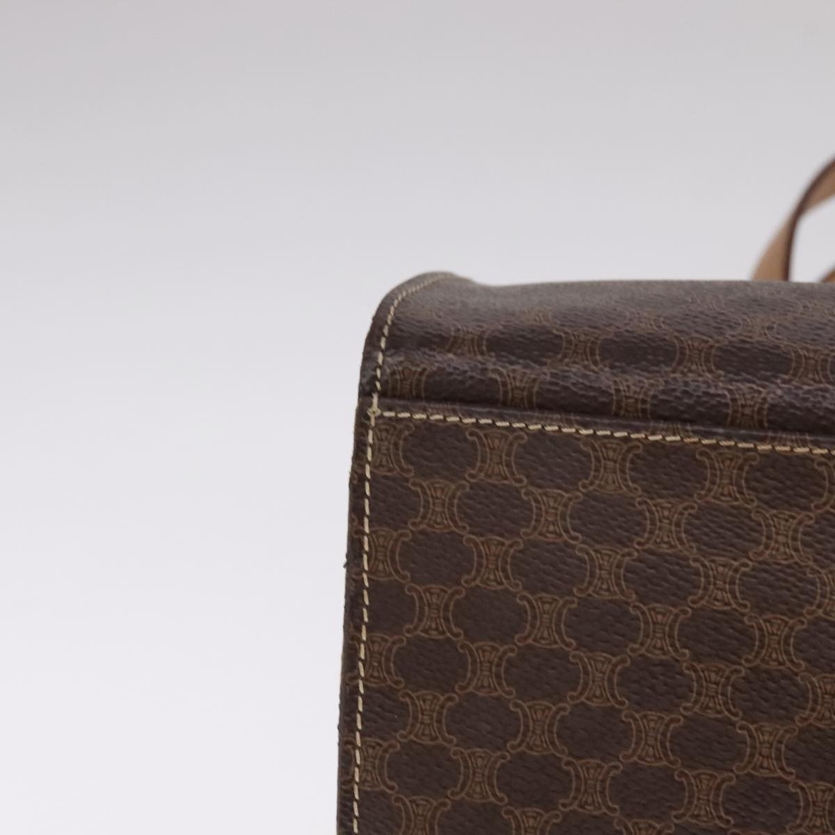 CELINE Macadam Canvas Hand Bag Pvc Leather Brown - 9