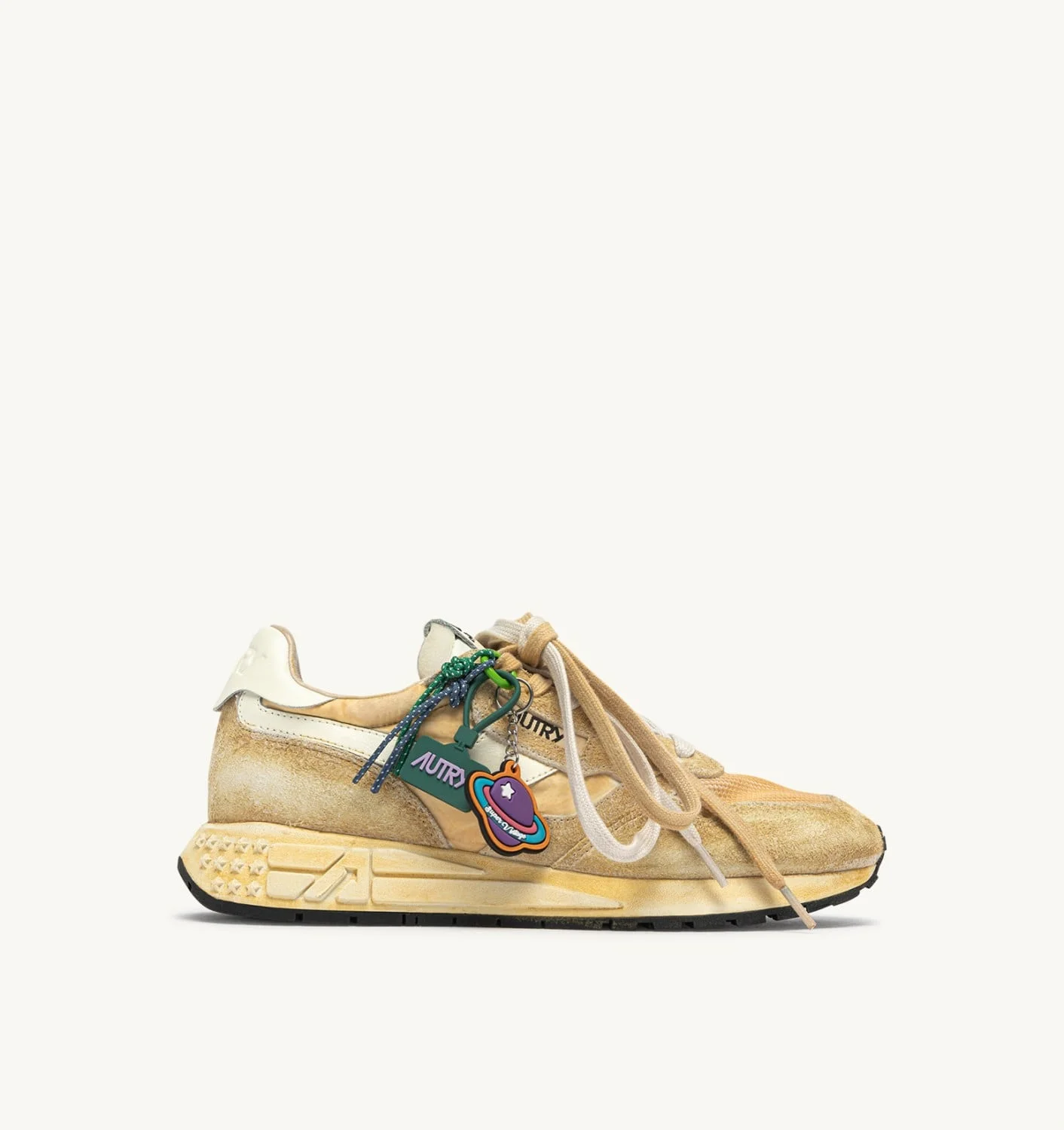 REELWIND SUPER VINTAGE SNEAKERS IN YOLK YELLOW AND WHITE SUEDE AND NYLON - 1