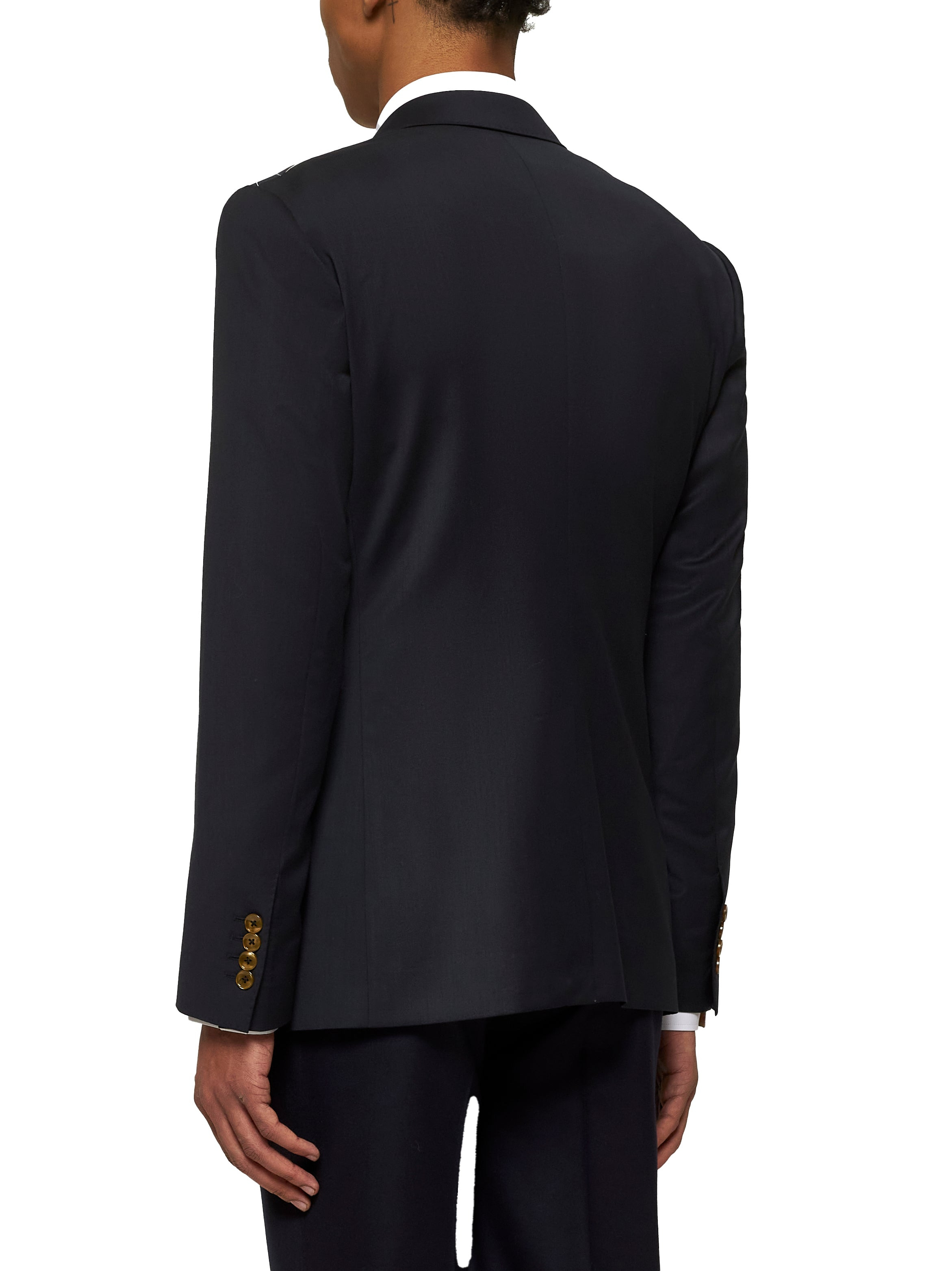 Blue wool double-breasted blazer - 4