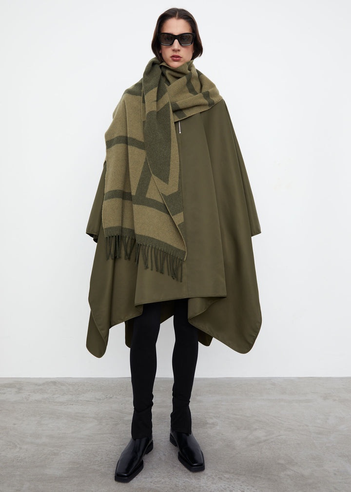 Monogram jacquard wool scarf sage - 2