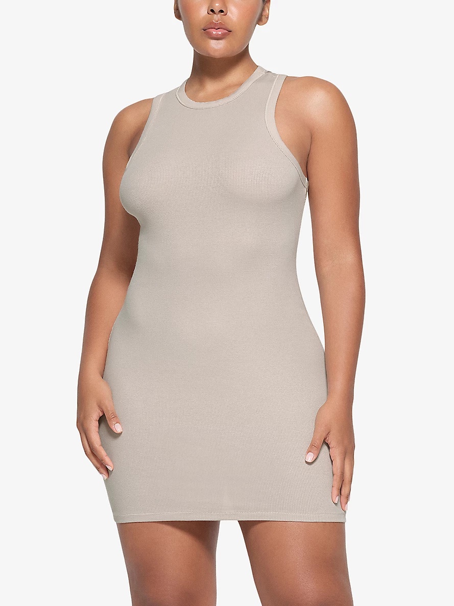 Ribbed sleeveless stretch-cotton mini dress - 2
