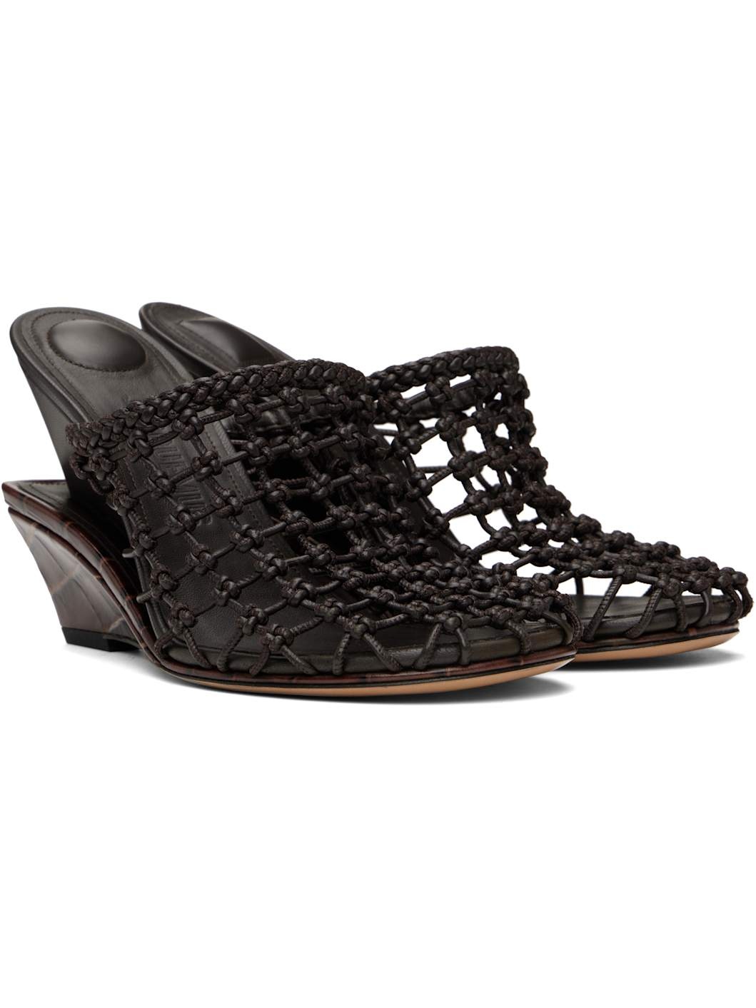 Brown La Croisière 'The double woven' Mules - 4