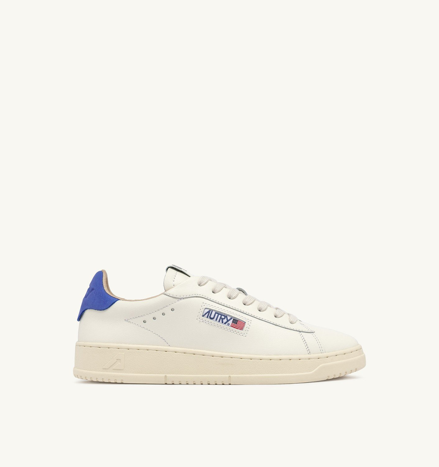 DALLAS LOW SNEAKERS IN MARSHMALLOW AND BLUE LEATHER - 1