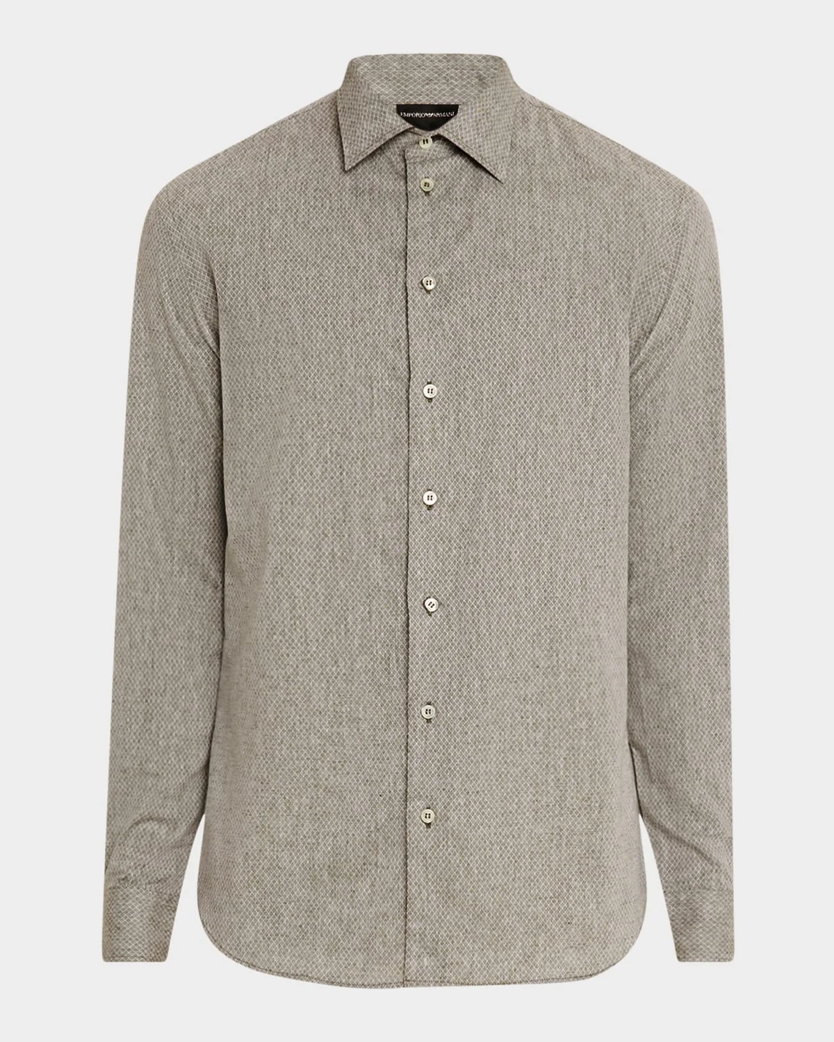 Men's Linen and Cotton Diamond-Print Sport Shirt - 1