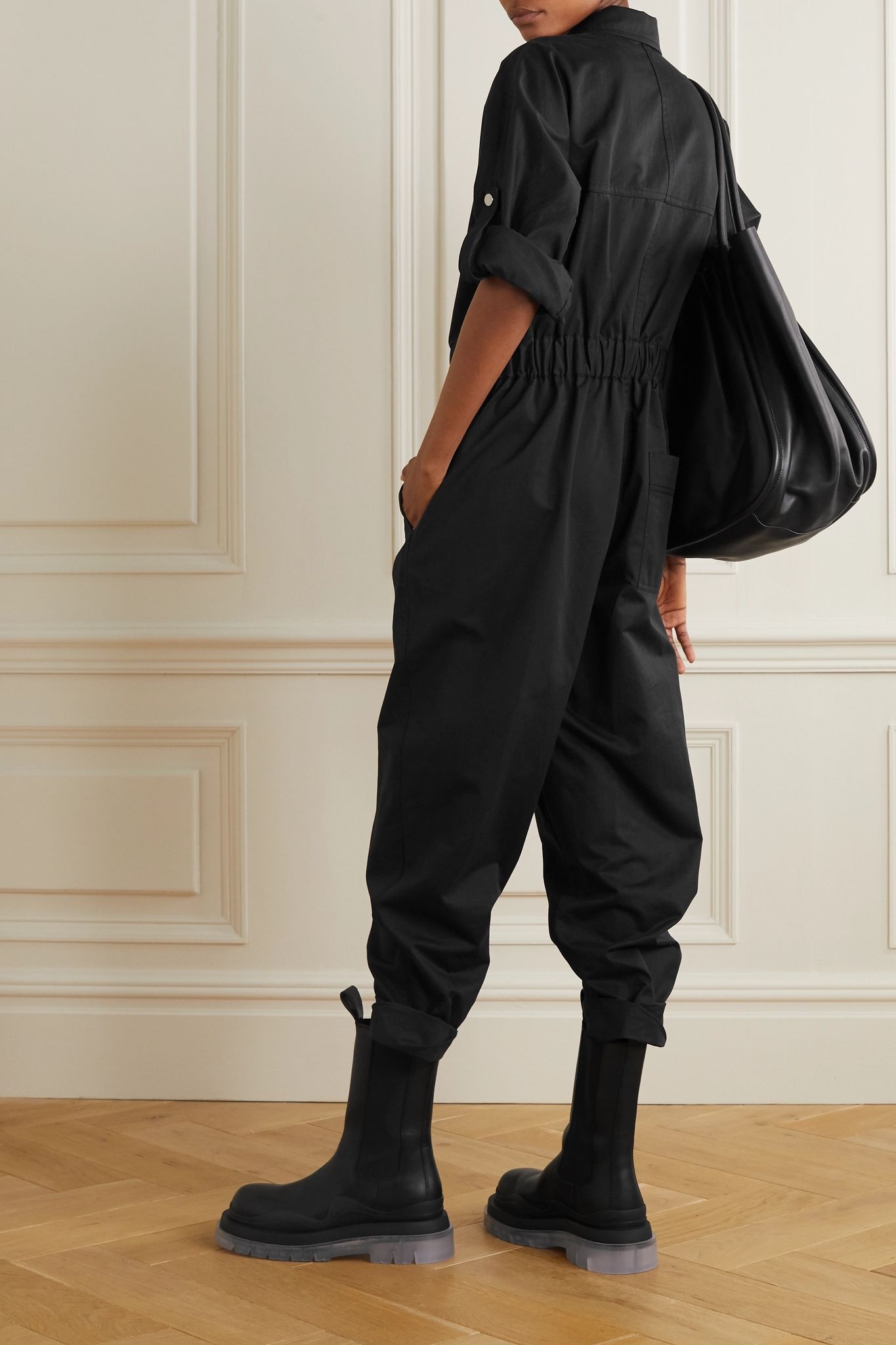 Belted cotton-blend twill jumpsuit - 3