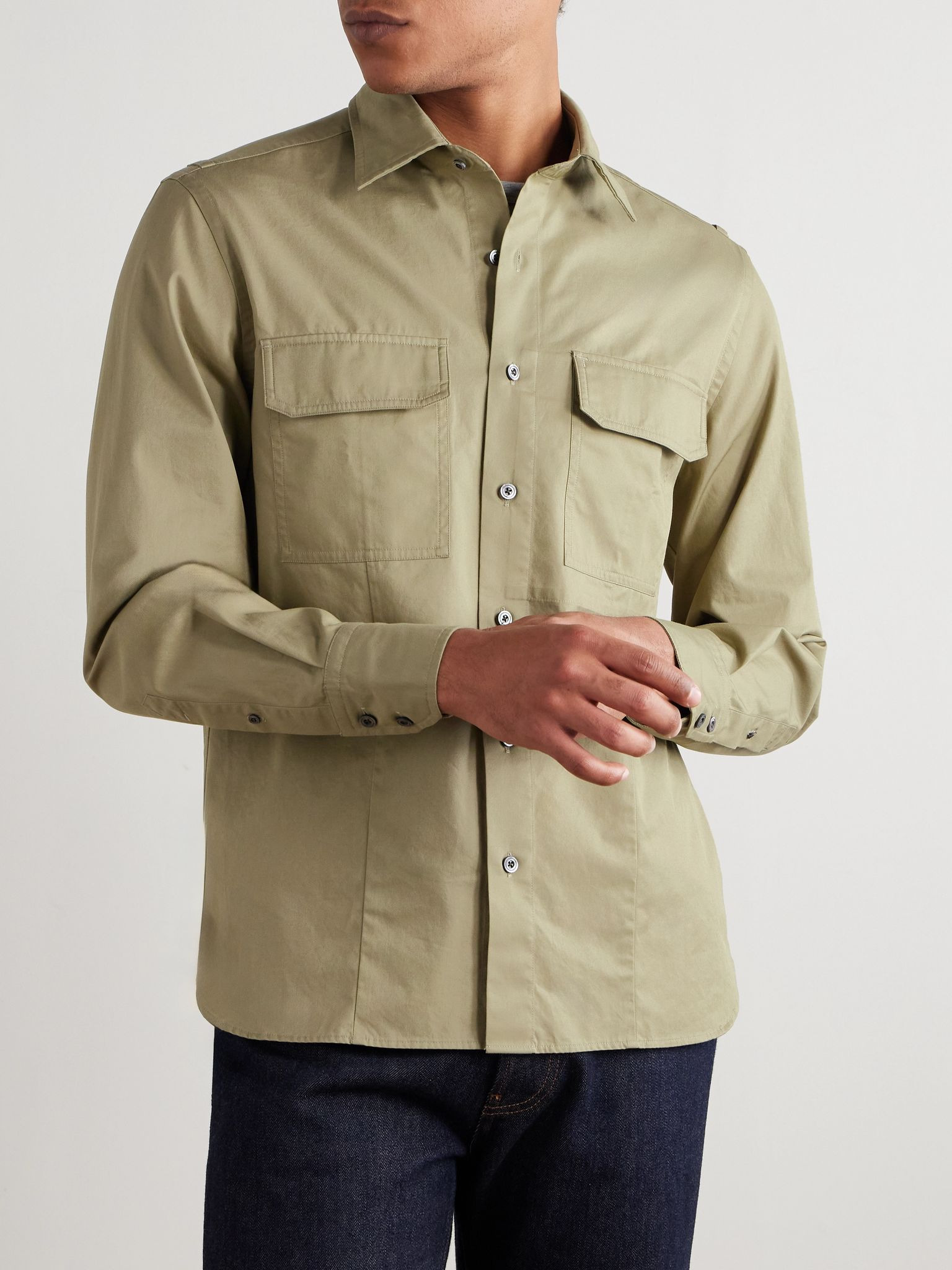 Cotton-Twill Shirt Green - 3