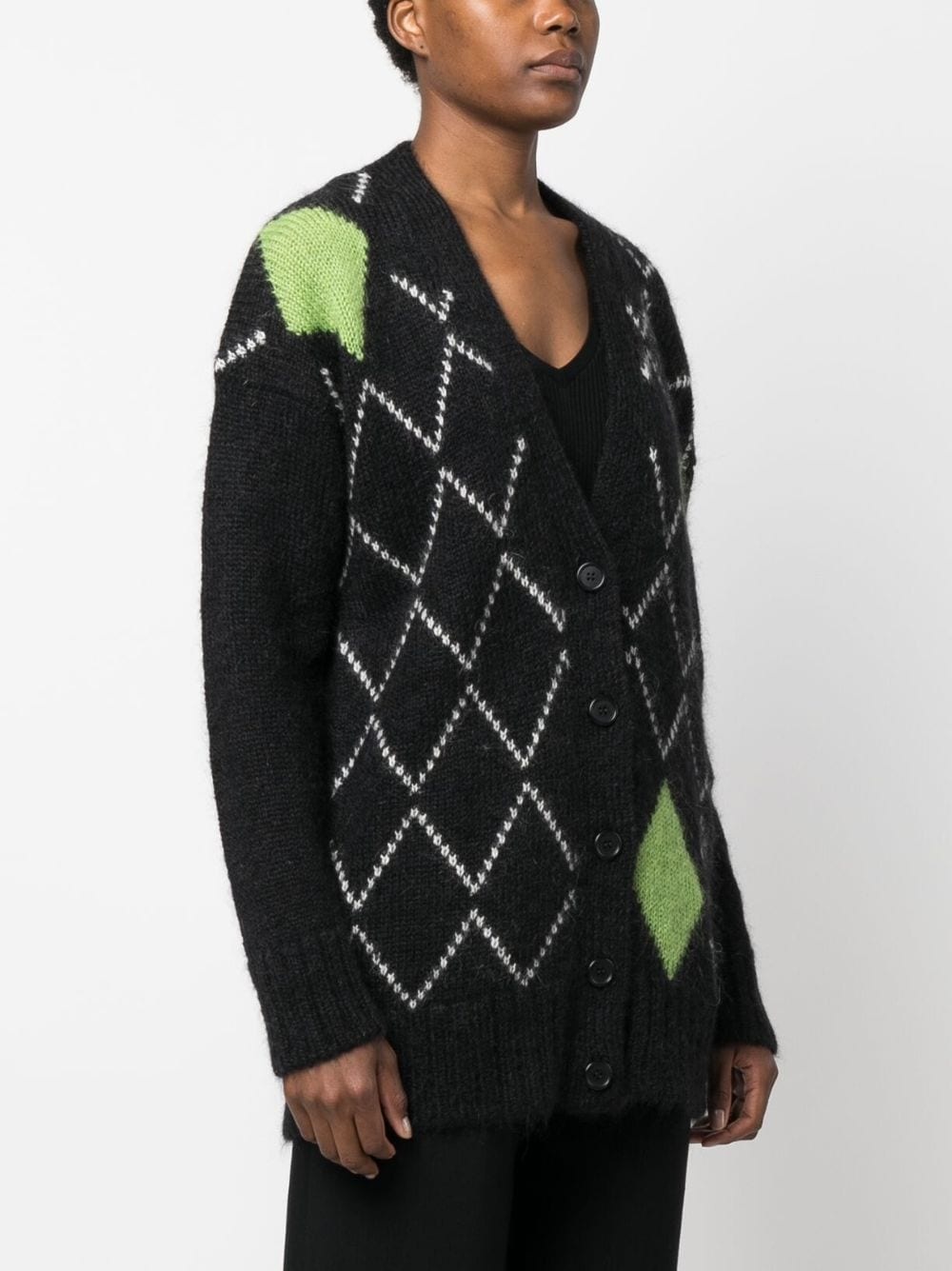 geometric-pattern knitted cardigan - 3