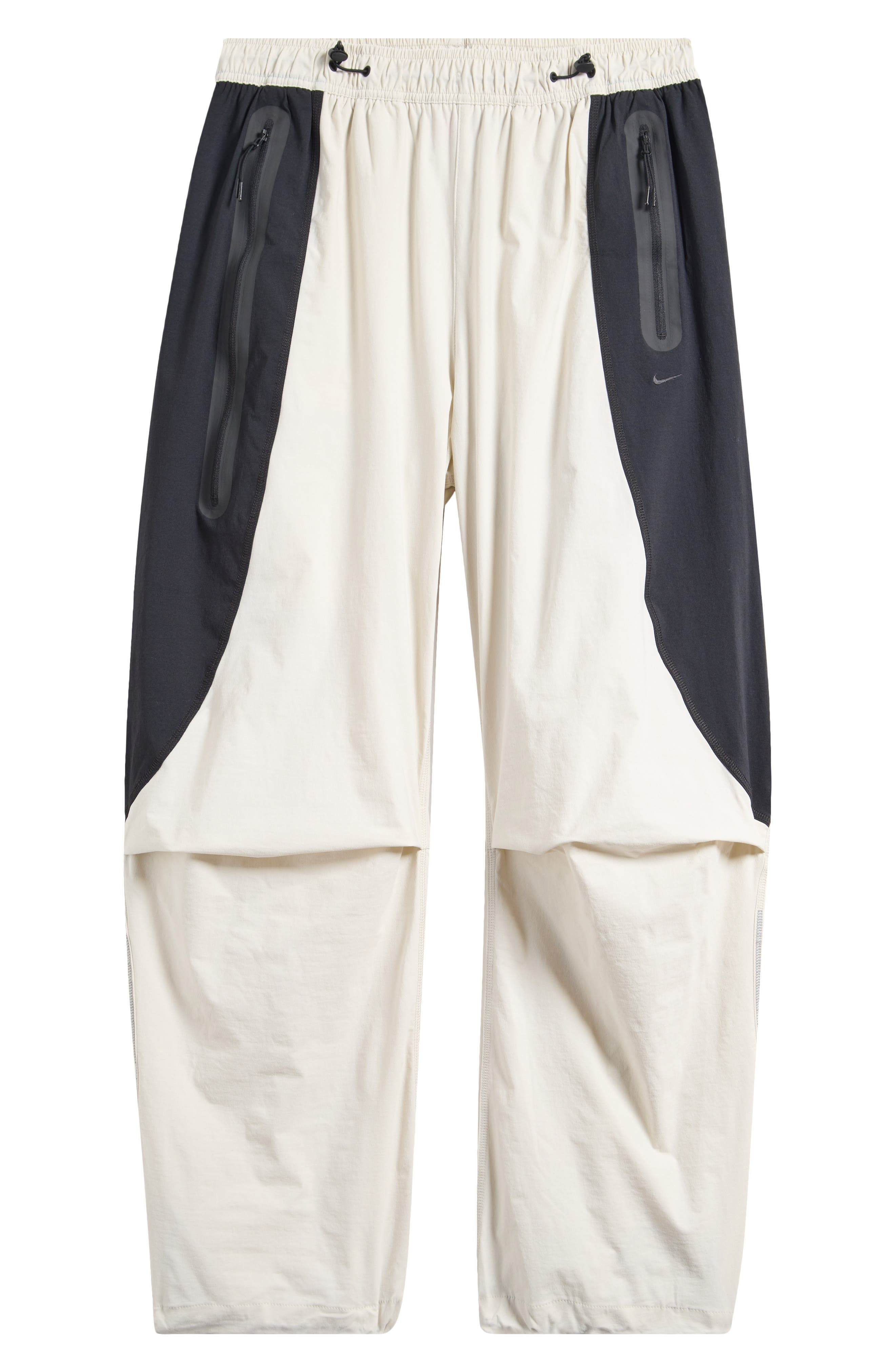 Nike Tech Dri-FIT Woven Oversize Stretch Nylon Pants in Light Bone/Black at Nordstrom - 5