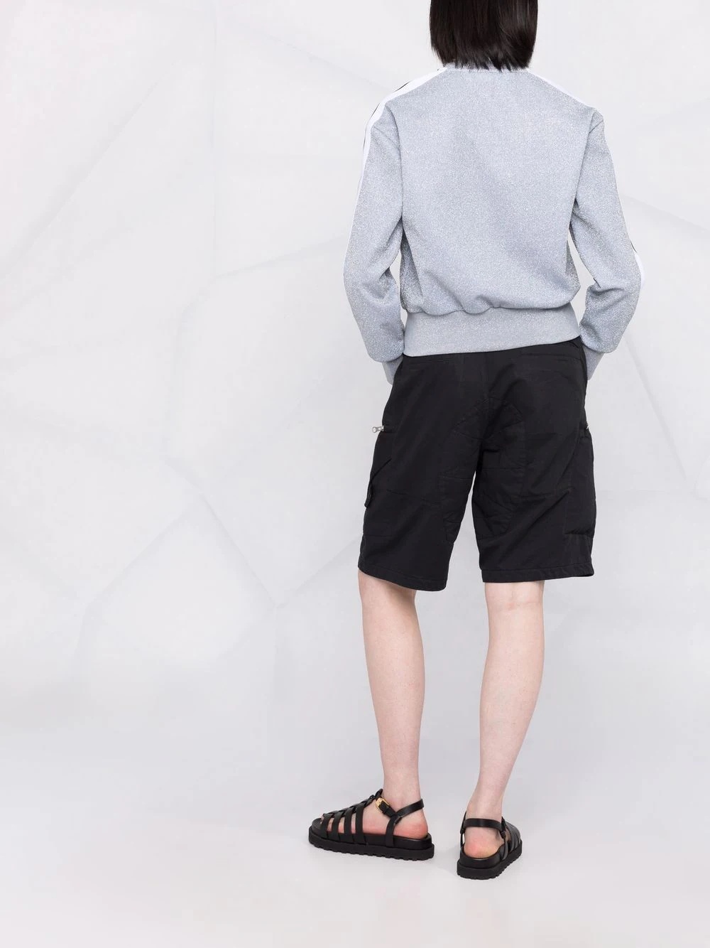 logo-print glitter zip-up jacket - 4