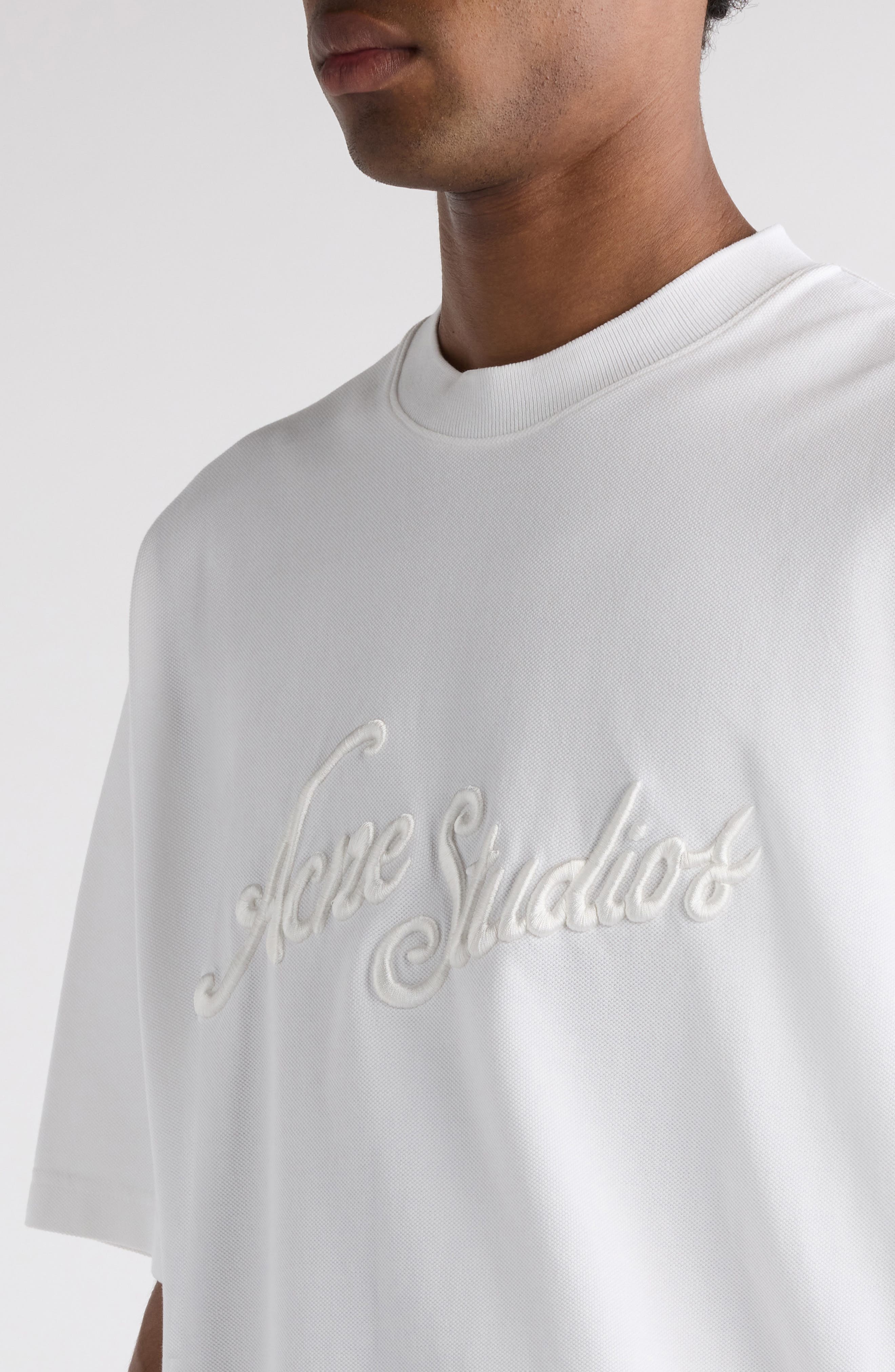 Acne Studios Tourist Logo Embroidered Cotton T-Shirt in Optic White at Nordstrom - 5