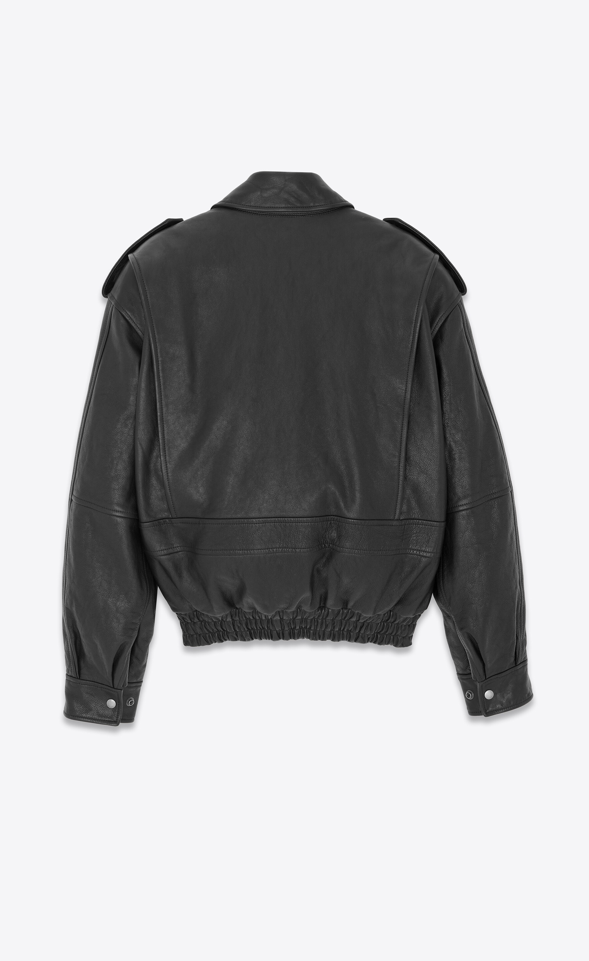 oversized jacket in grained leather - 4