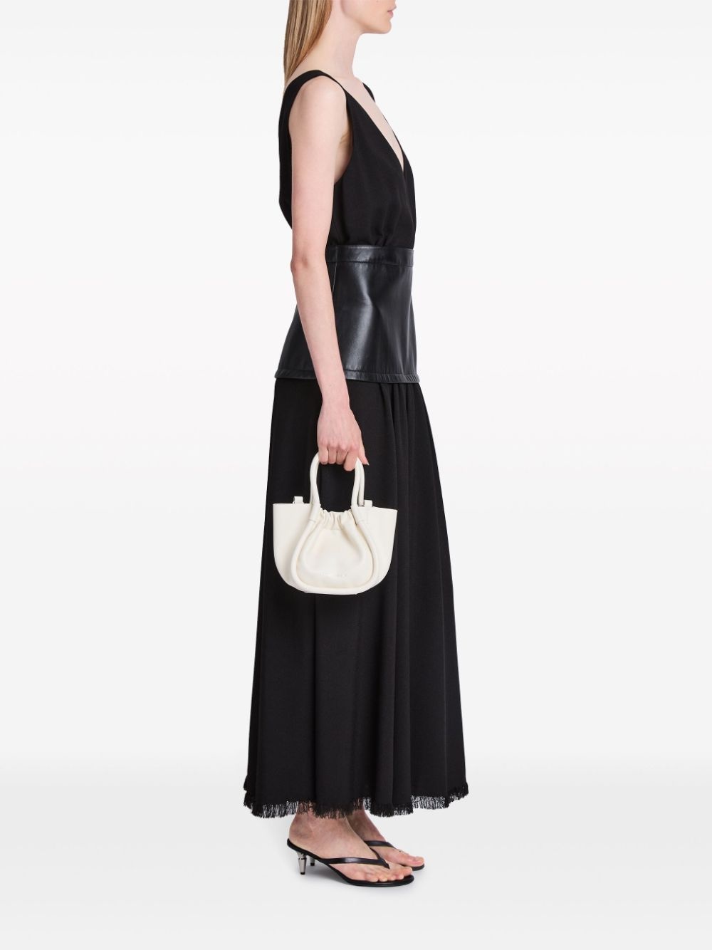 small ruched leather tote bag - 2