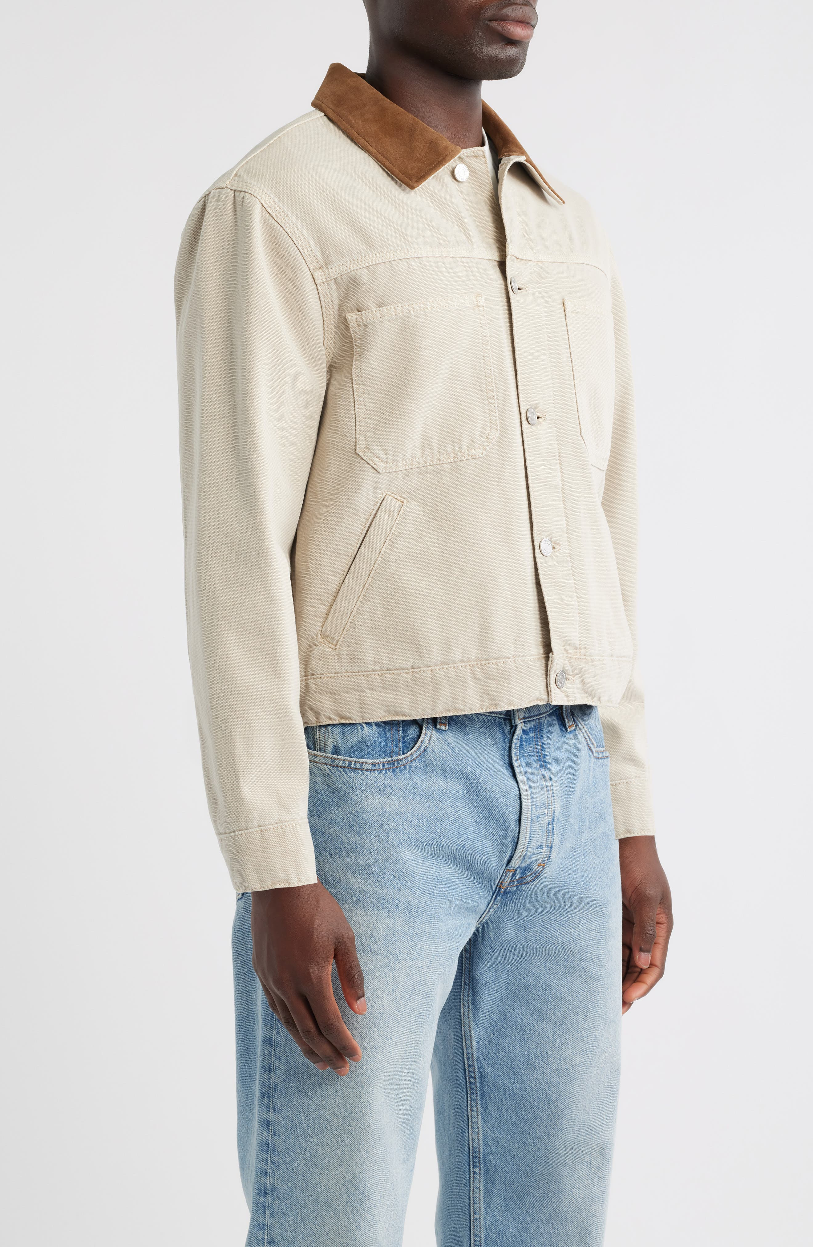 FRAME Cotton Canvas Utility Jacket in Beach Sand at Nordstrom - 3