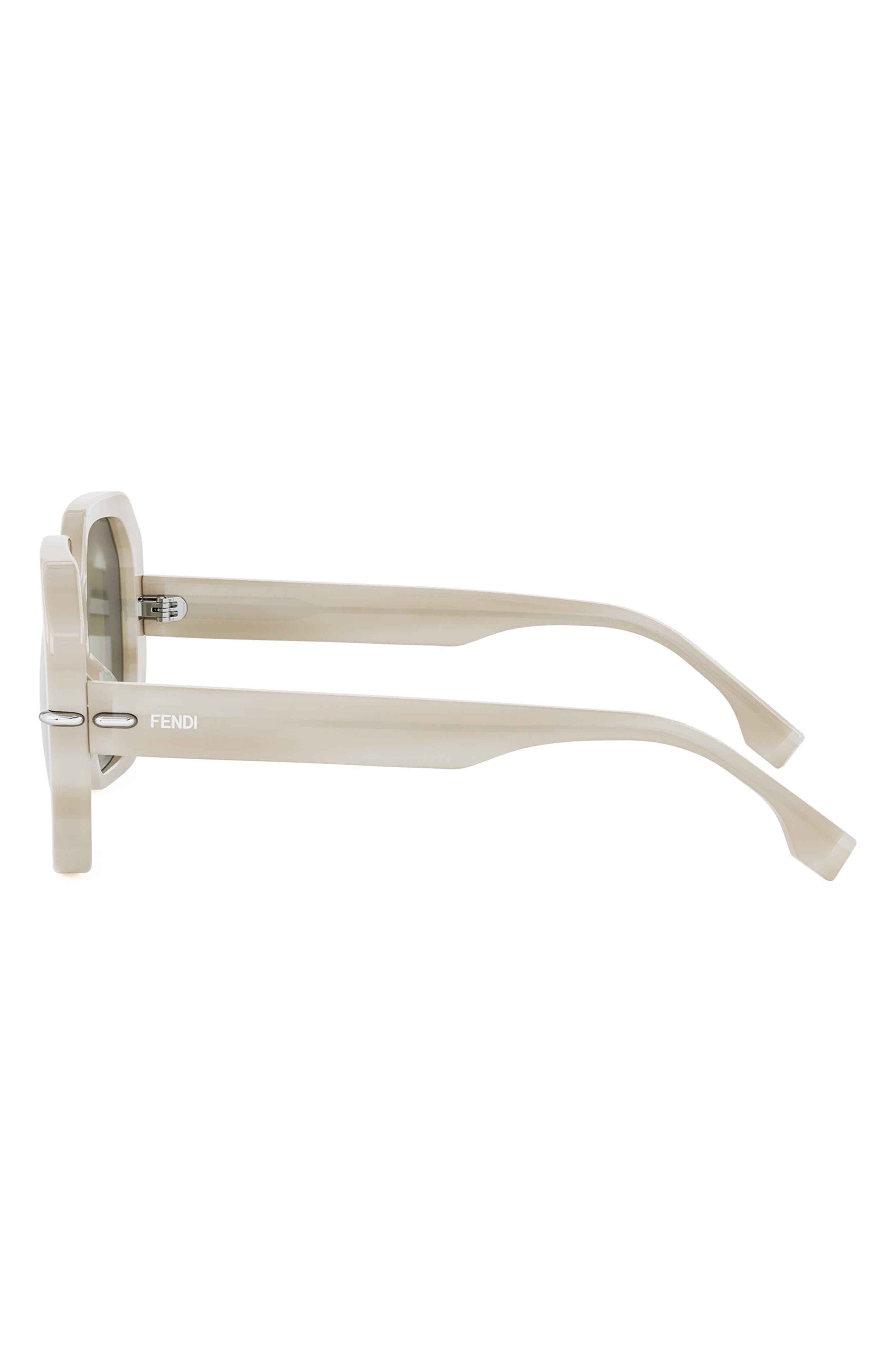 Fendi Selleria Square Sunglasses in Beige Horn /Green Mirror at Nordstrom - 8
