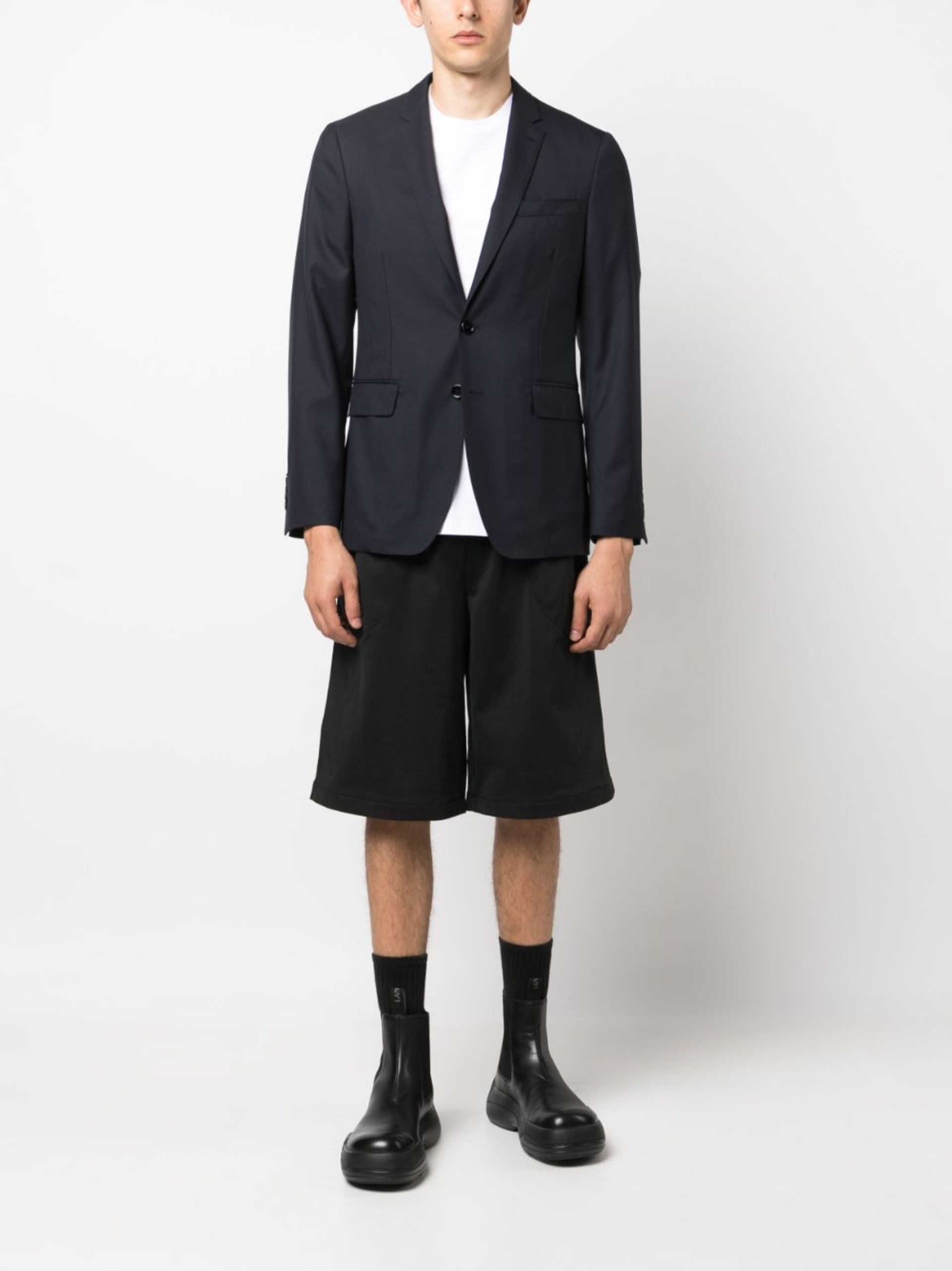 Blue Single-Breasted Wool Blazer - 2
